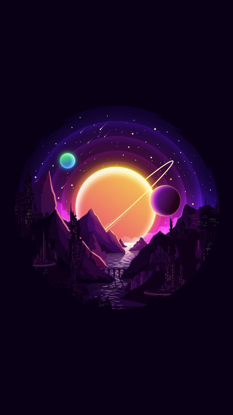 Minimalisme, Art, Purple, Violette, Objet Astronomique. Wallpaper in 750x1334 Resolution