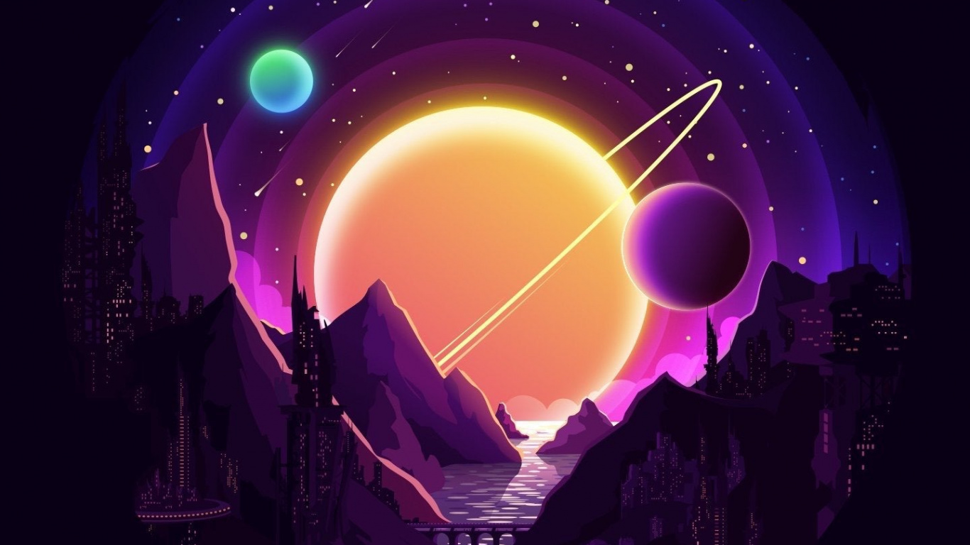 Minimalismus, Kunst, Purpur, Veilchen, Astronomisches Objekt. Wallpaper in 1366x768 Resolution