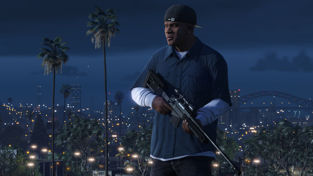 Franklin Clinton, Grand Theft Auto v, Grand Theft Auto San Andreas, Rockstar Games, Nuit. Wallpaper in 1280x720 Resolution