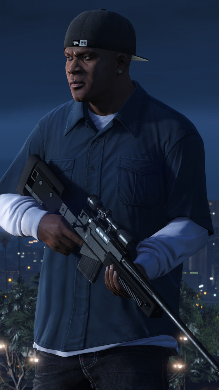 Franklin Clinton, Grand Theft Auto v, Grand Theft Auto San Andreas, Rockstar Games, Tree. Wallpaper in 750x1334 Resolution