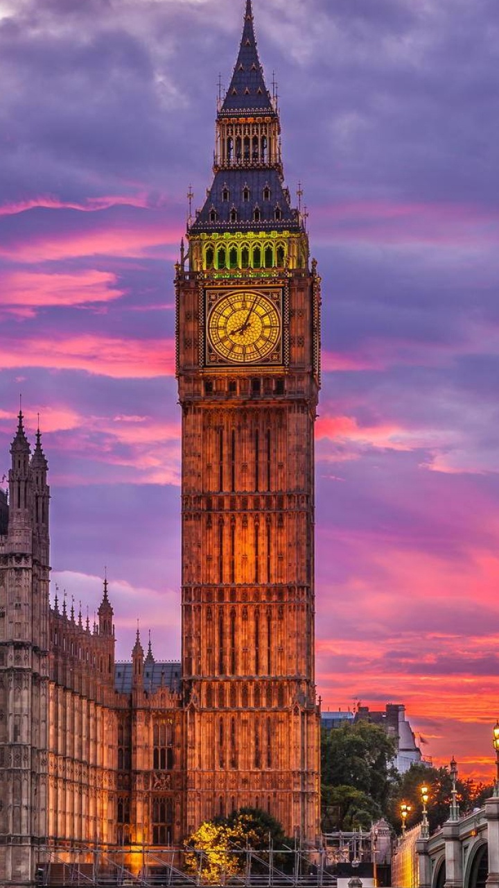 Big Ben Londres Pendant le Coucher du Soleil. Wallpaper in 720x1280 Resolution