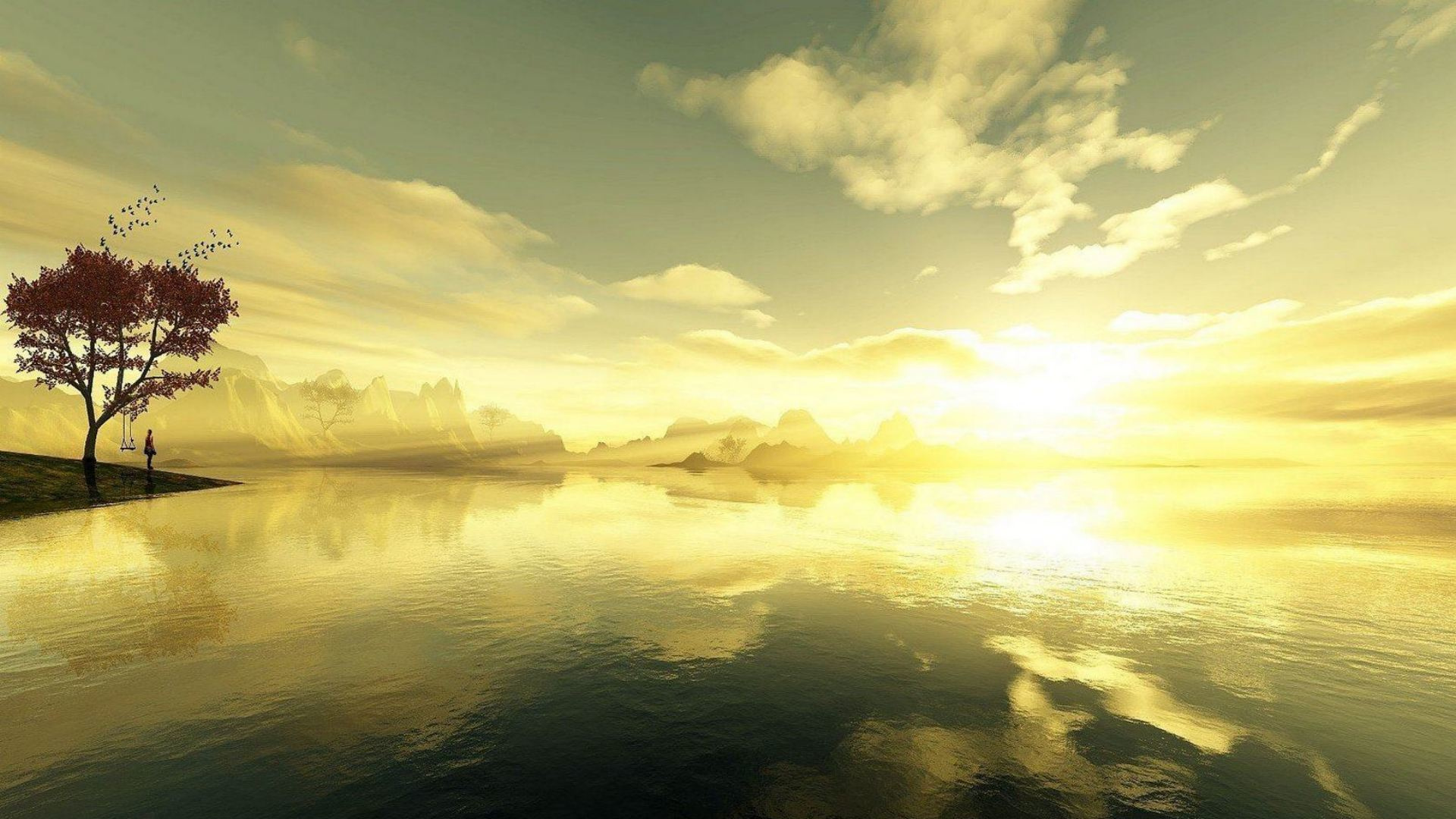 Body of Water Under Cloudy Sky During Daytime. Wallpaper in 1920x1080 Resolution