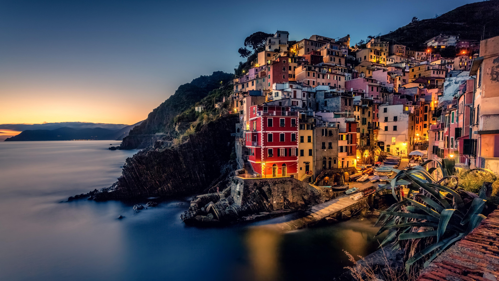 海岸, 大海, 反射, 晚上, 别墅 壁纸 1920x1080 允许