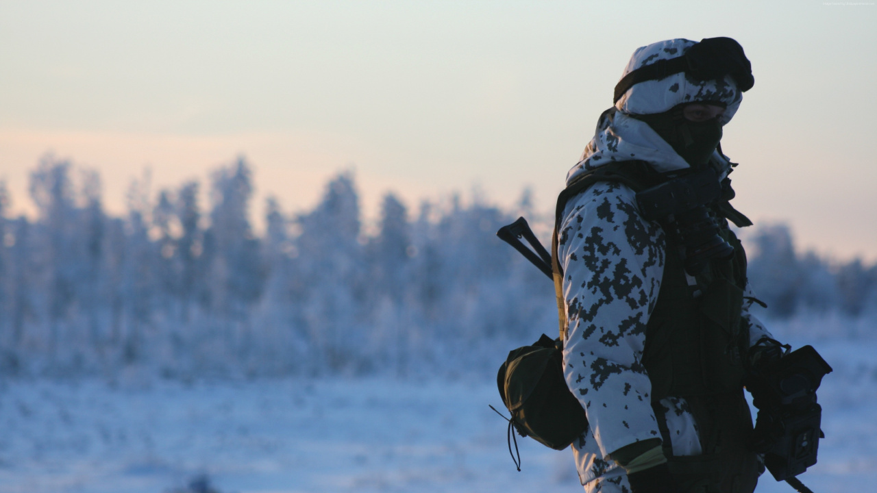 Soldat, Schnee, Winter, Einfrieren, Arktis. Wallpaper in 1280x720 Resolution