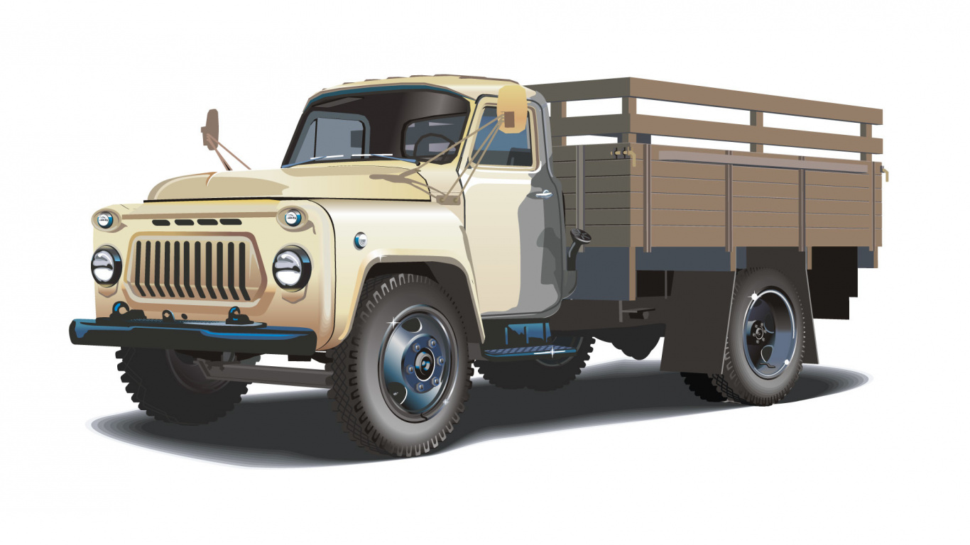 Gelb-weißer Chevrolet-Einzelkabinen-LKW. Wallpaper in 1366x768 Resolution