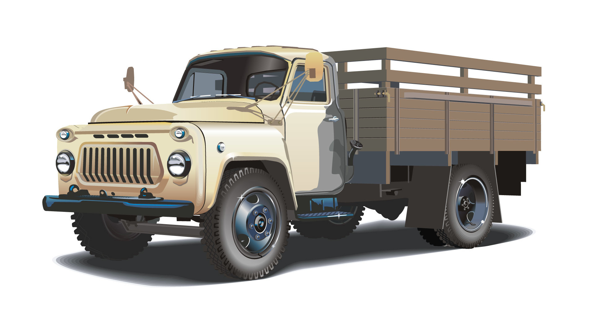 Gelb-weißer Chevrolet-Einzelkabinen-LKW. Wallpaper in 1920x1080 Resolution