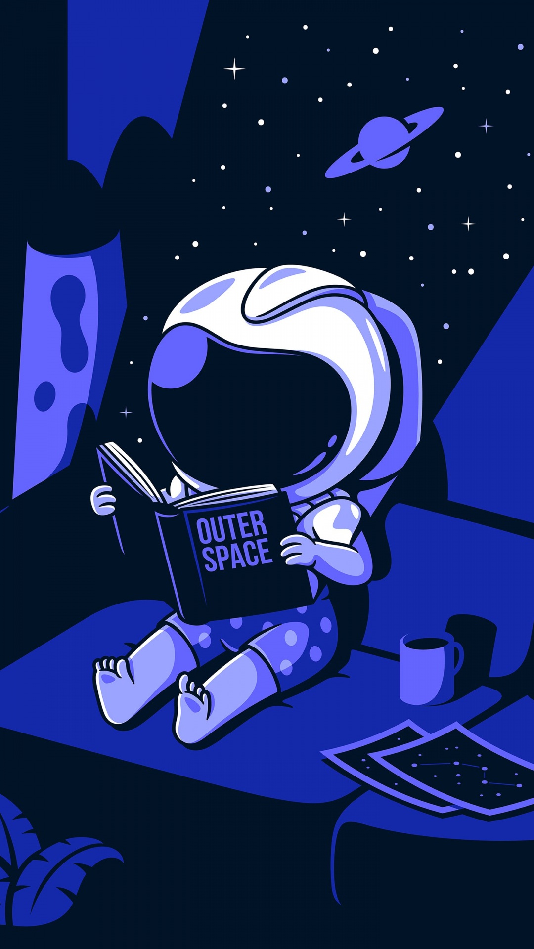 Astronaut, Raum, Cartoon, Kunst, Electric Blue. Wallpaper in 1080x1920 Resolution