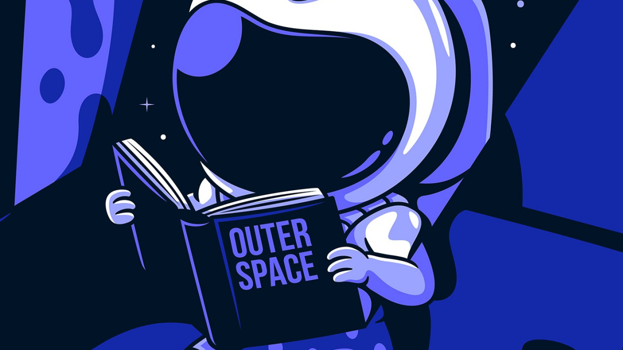 Astronaut, Space, Cartoon, Art, Electric Blue. Wallpaper in 1280x720 Resolution