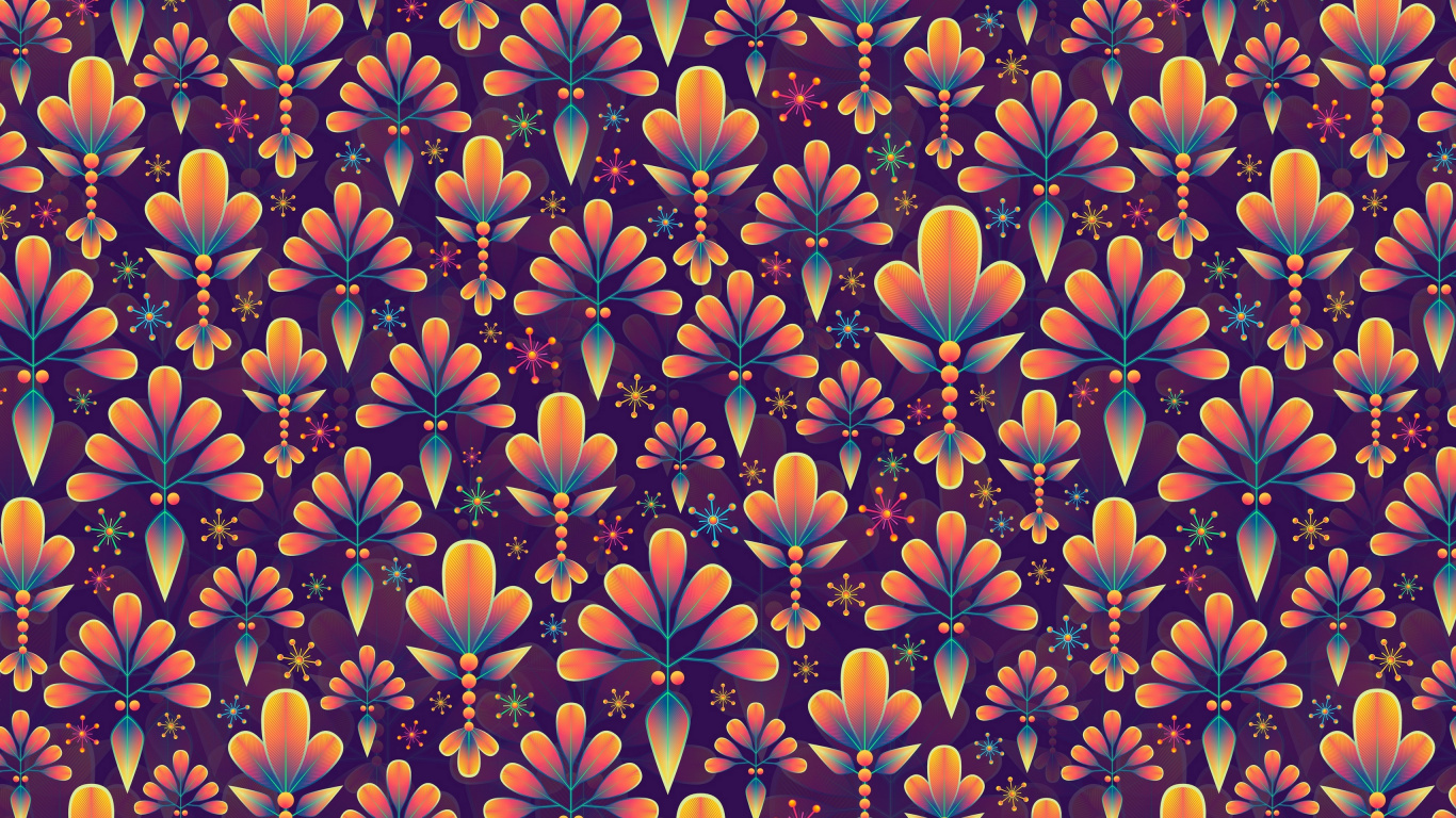 Blau-weißes Florales Textil. Wallpaper in 1366x768 Resolution