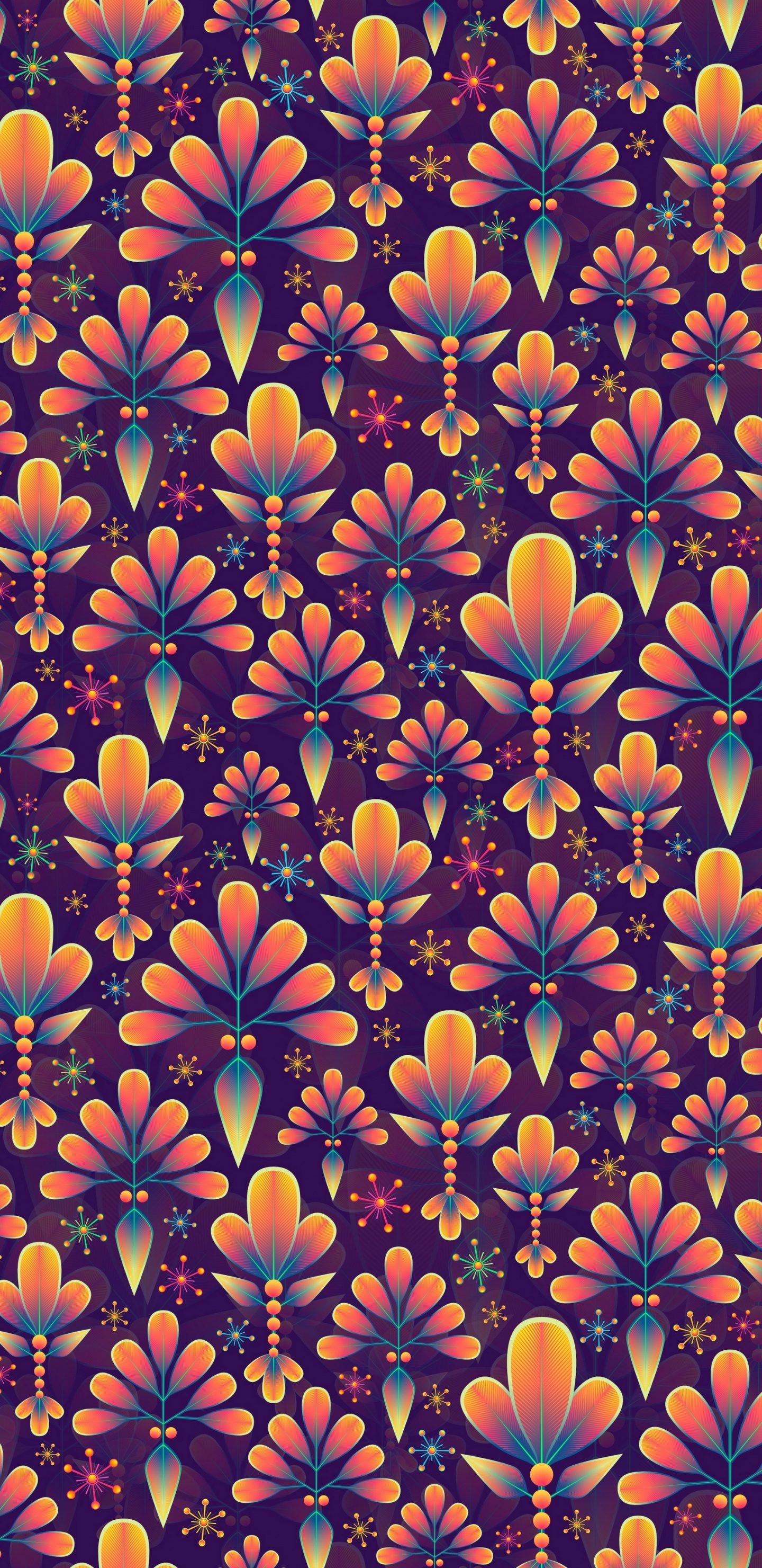 Blue and White Floral Textile. Wallpaper in 1440x2960 Resolution