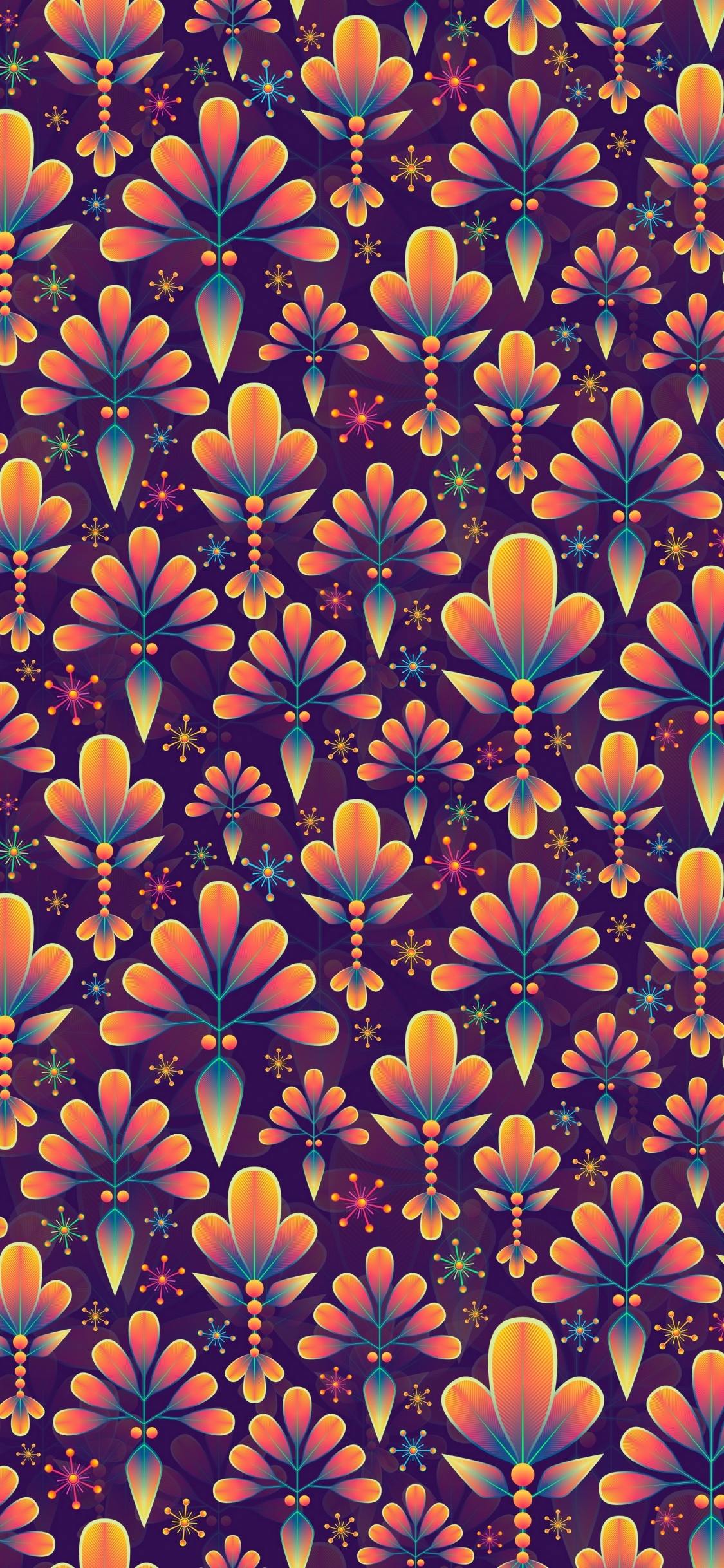 Textile Floral Bleu et Blanc. Wallpaper in 1125x2436 Resolution