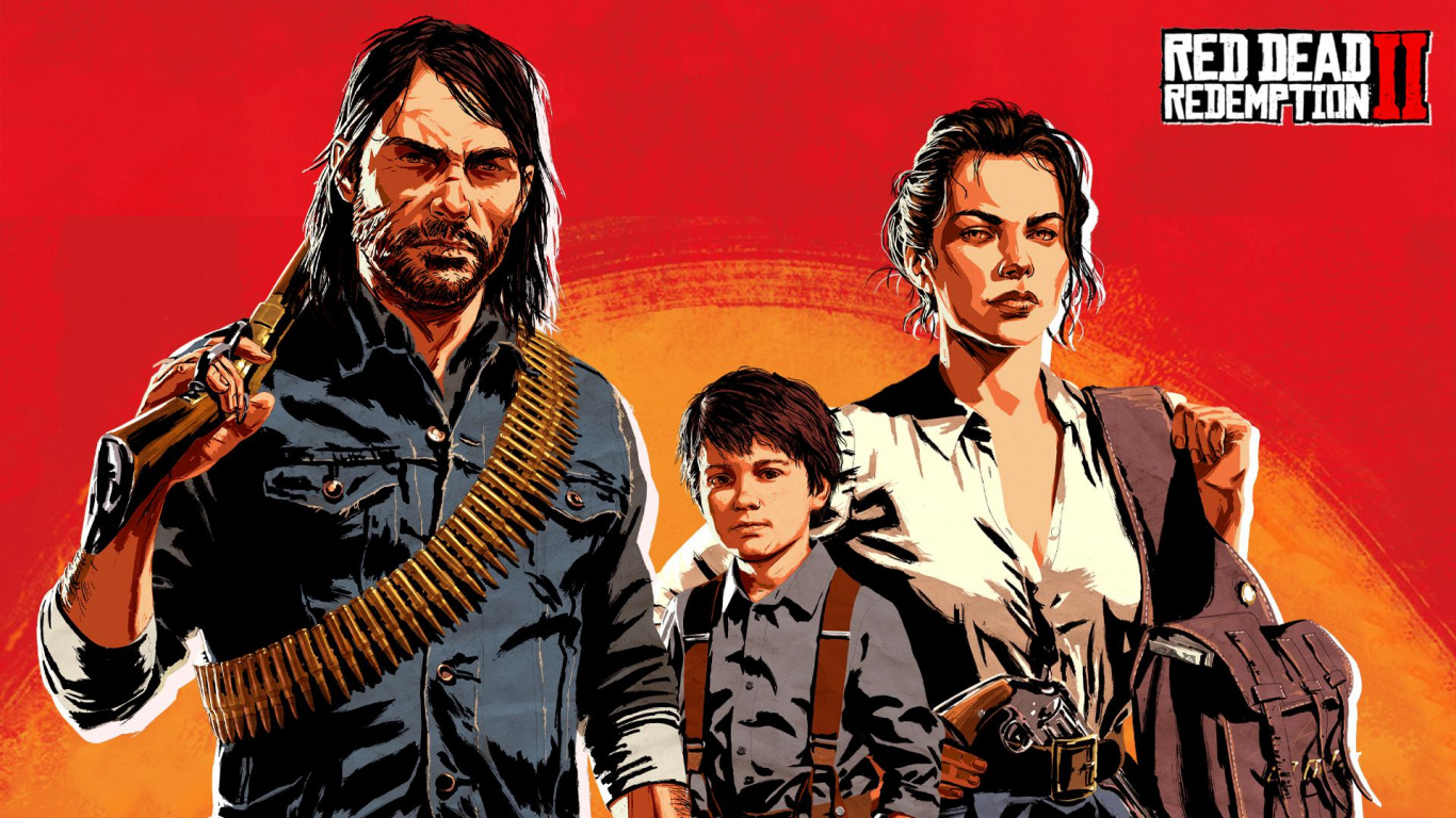 Red Dead Redemption, Red Dead Redemption 2, John Marston, Arthur Morgan, Playstation 4. Wallpaper in 1366x768 Resolution