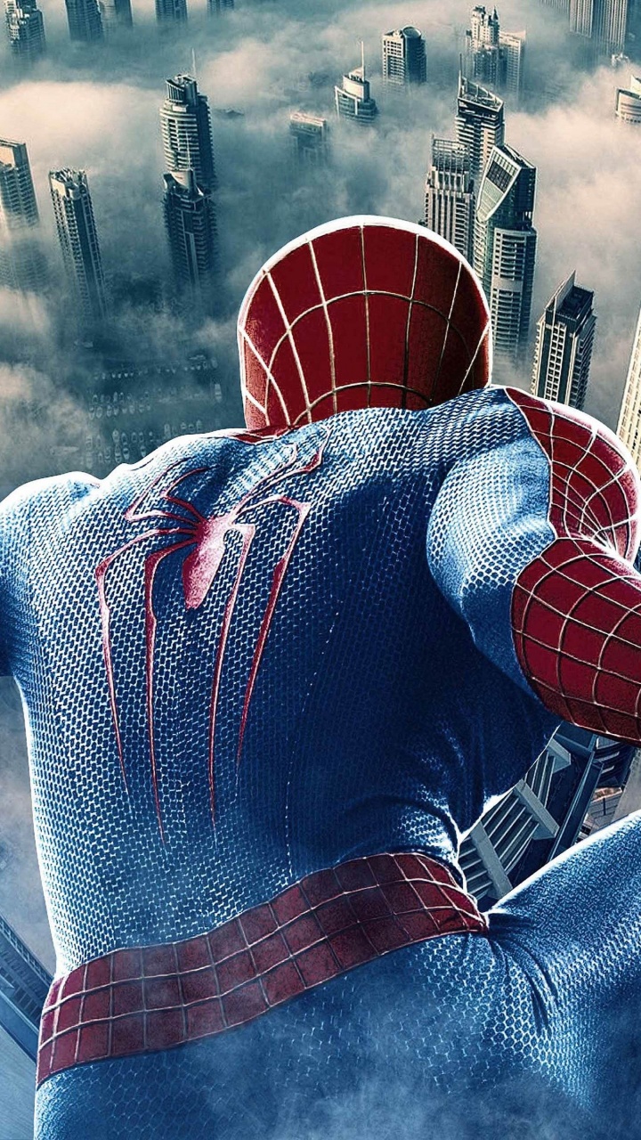 Spider-man, World, Skyscraper, Cartoon, Gesture. Wallpaper in 720x1280 Resolution