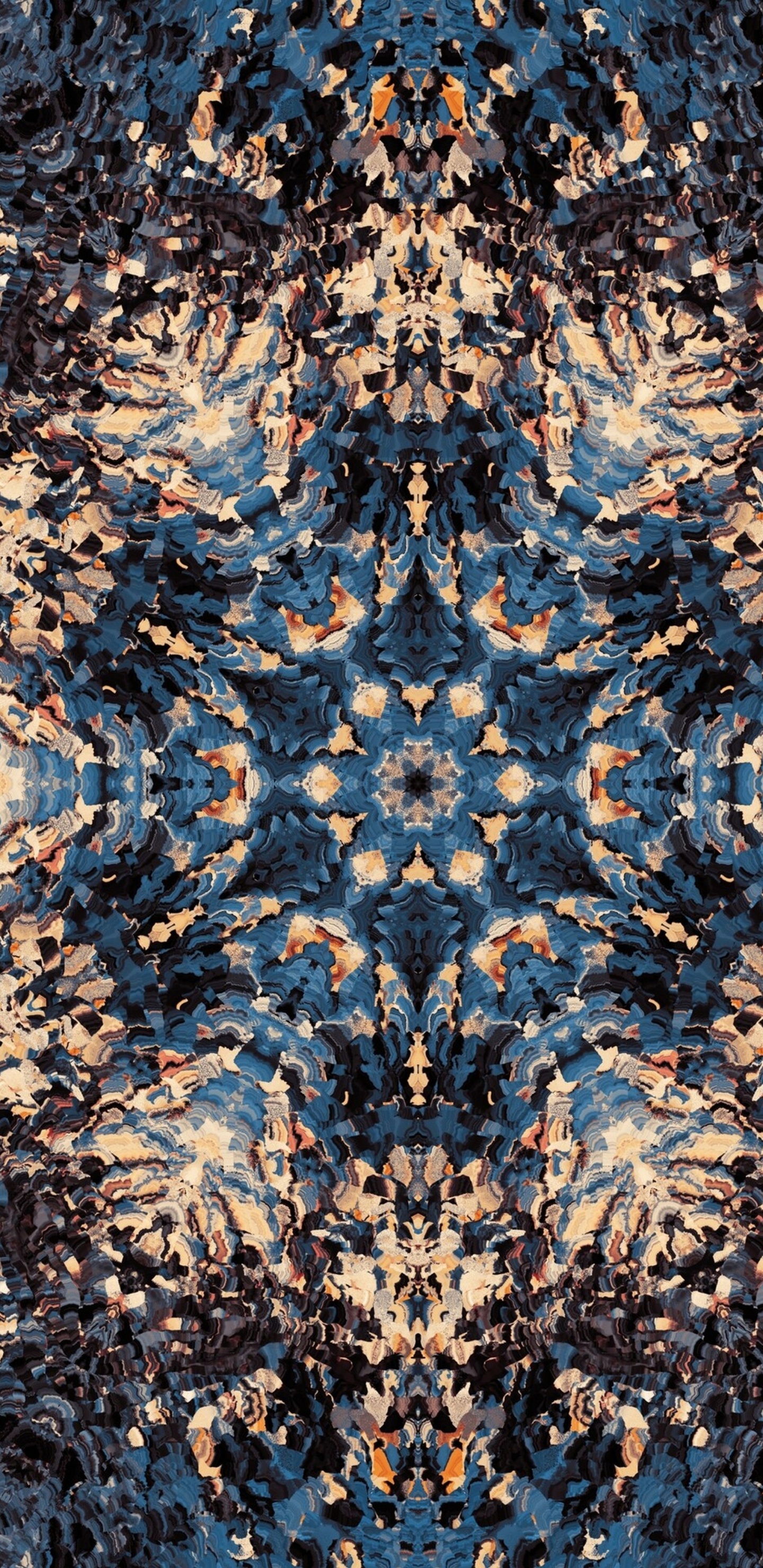 Blaues Und Braunes Florales Textil. Wallpaper in 1440x2960 Resolution