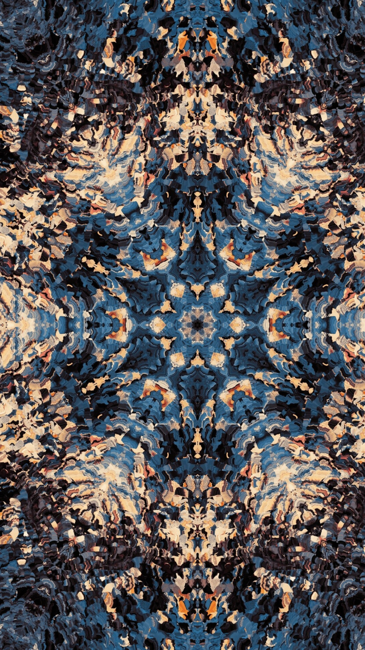 Blaues Und Braunes Florales Textil. Wallpaper in 750x1334 Resolution