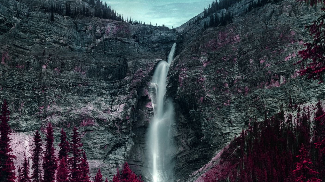 Wasserfall, Takakkaw-Fälle, Natur, Naturlandschaft, Fluss. Wallpaper in 1366x768 Resolution