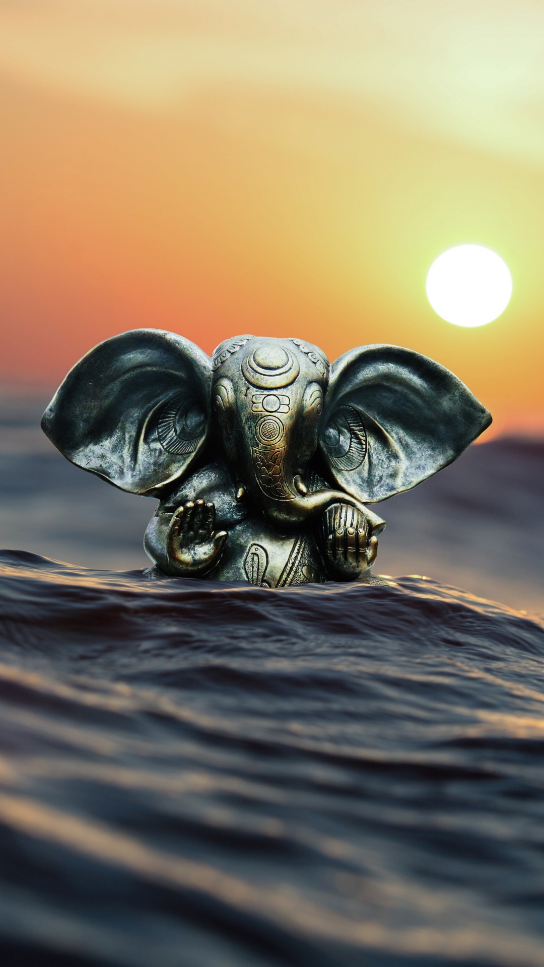 Black Skull on Water During Sunset. Wallpaper in 1080x1920 Resolution