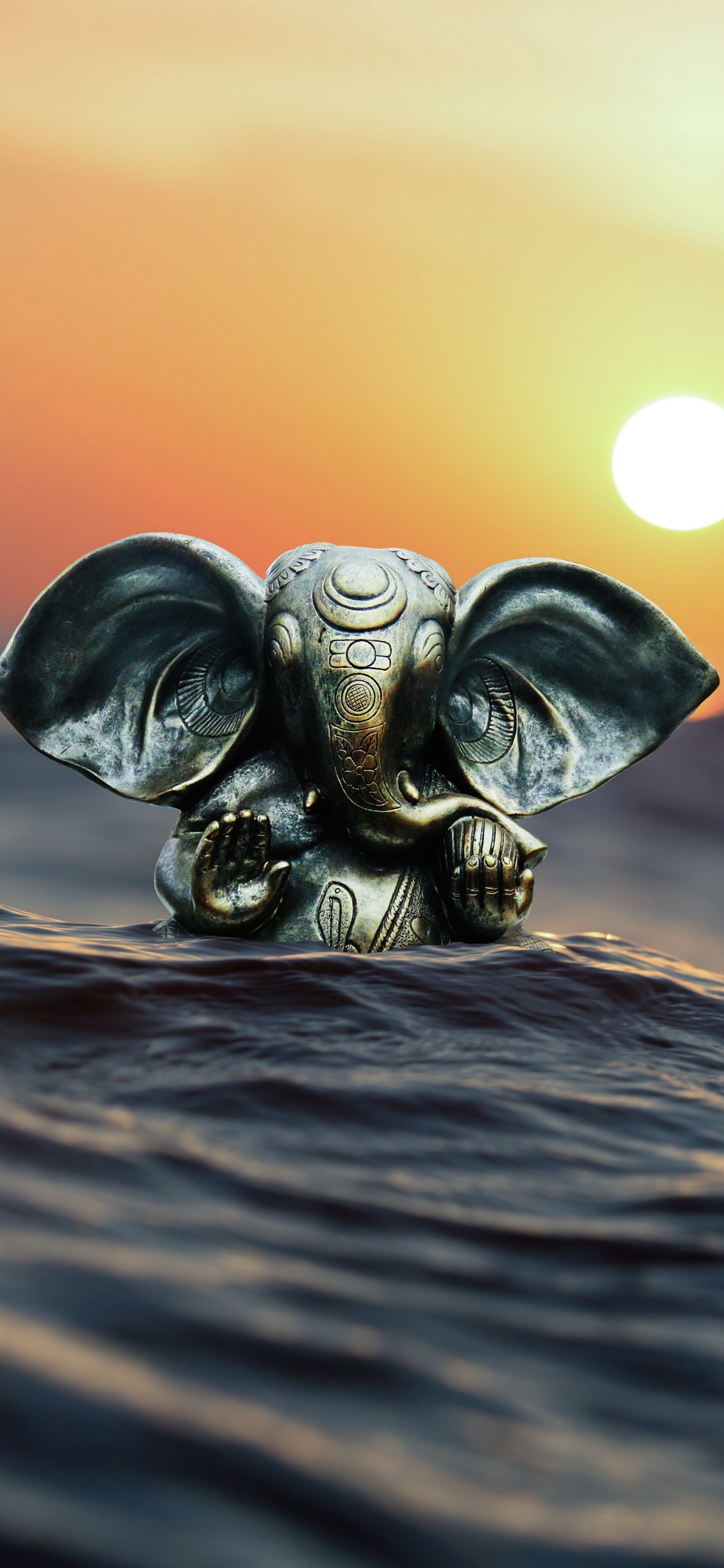 Black Skull on Water During Sunset. Wallpaper in 1242x2688 Resolution