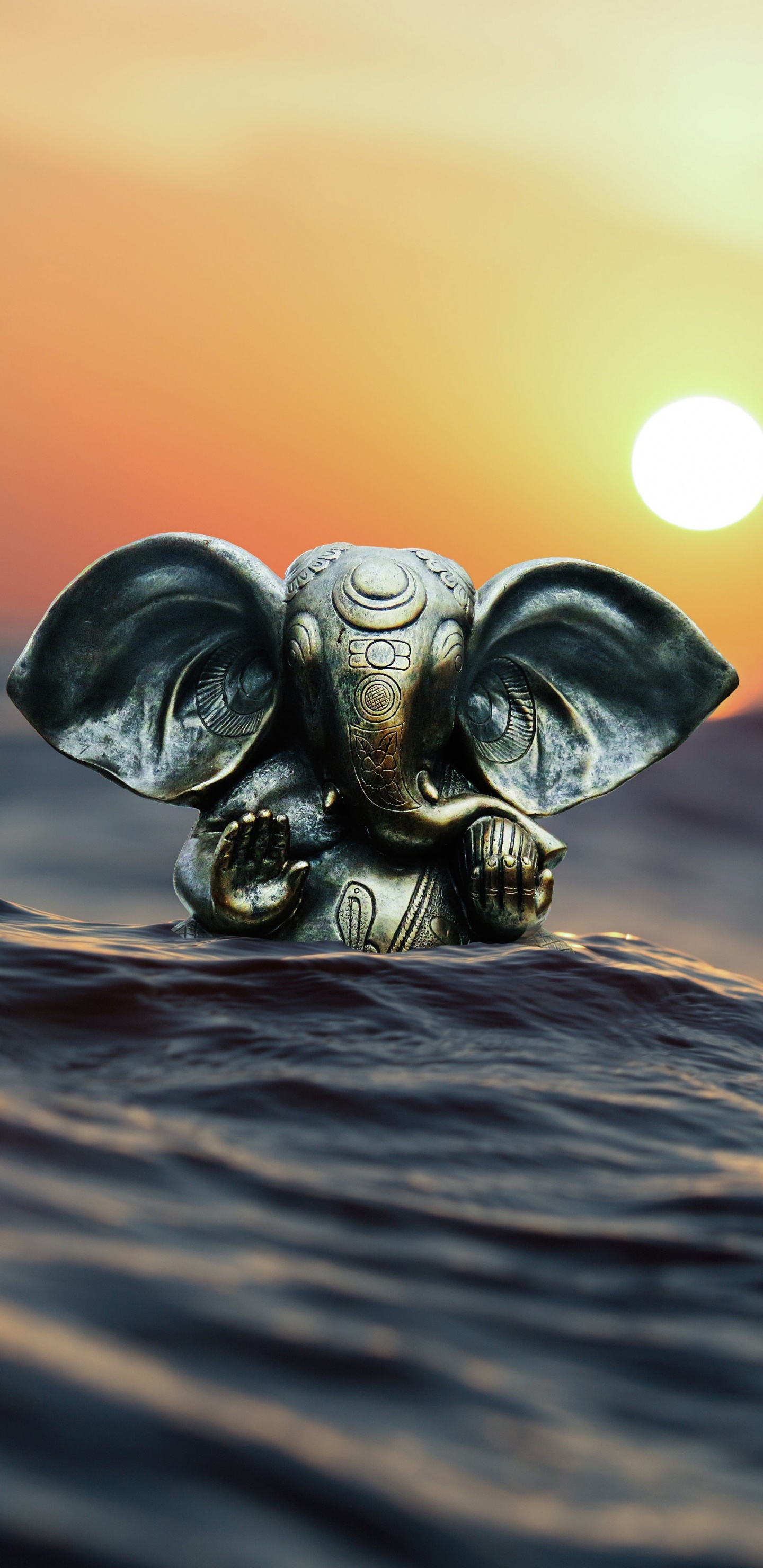 Black Skull on Water During Sunset. Wallpaper in 1440x2960 Resolution