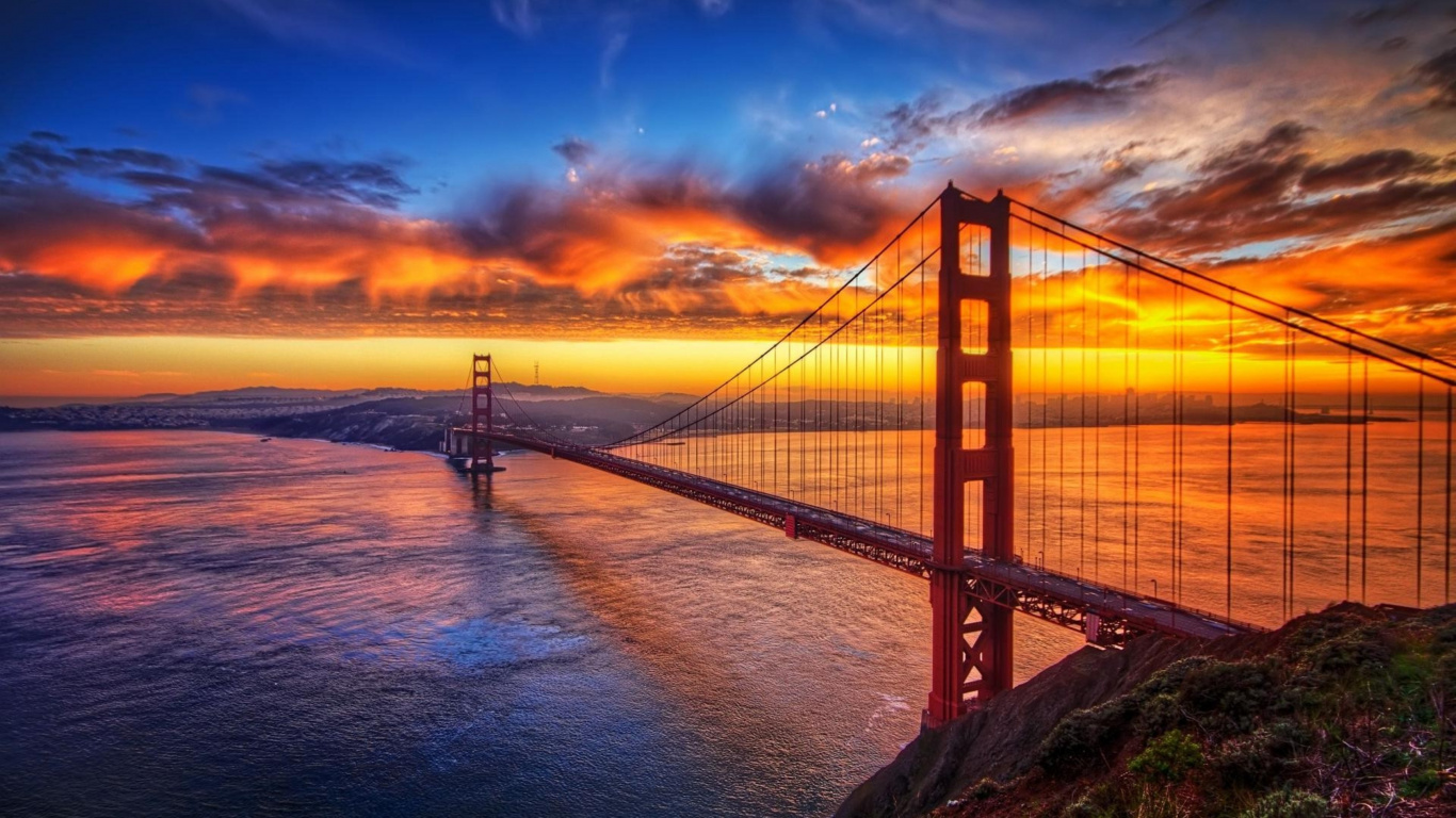 Pont du Golden Gate San Francisco Californie. Wallpaper in 1366x768 Resolution