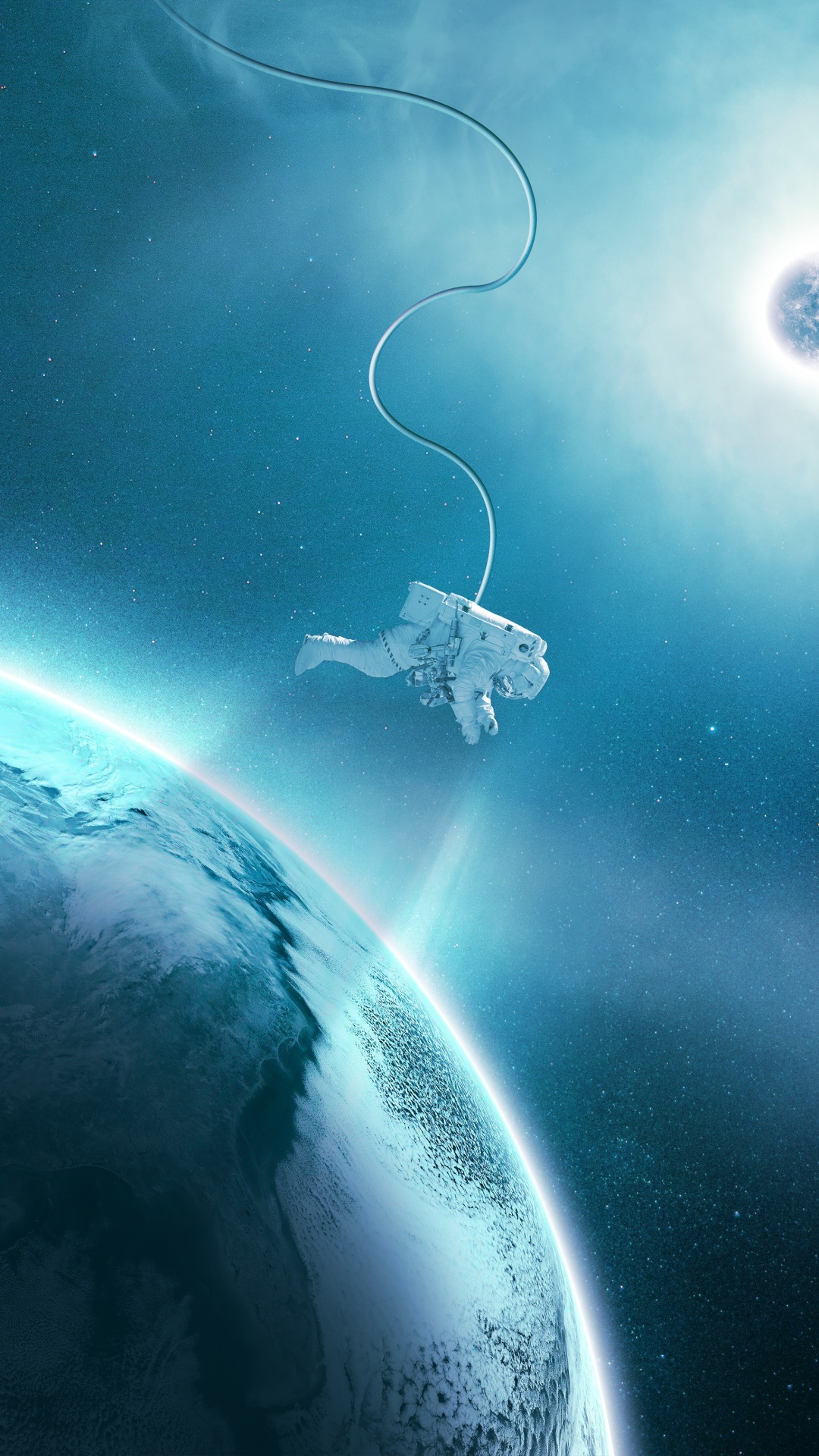Illustration de la Galaxie Bleue et Rose. Wallpaper in 1080x1920 Resolution