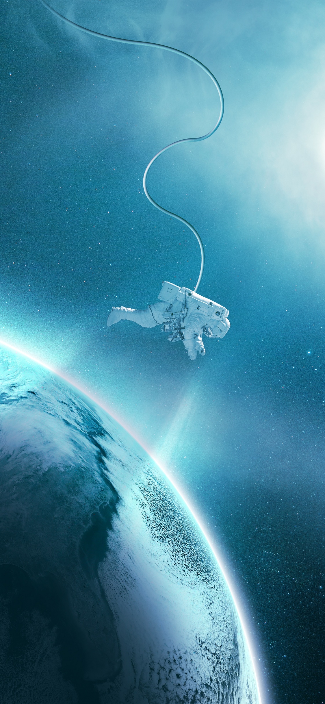 Blaue Und Rosa Galaxie Abbildung. Wallpaper in 1125x2436 Resolution