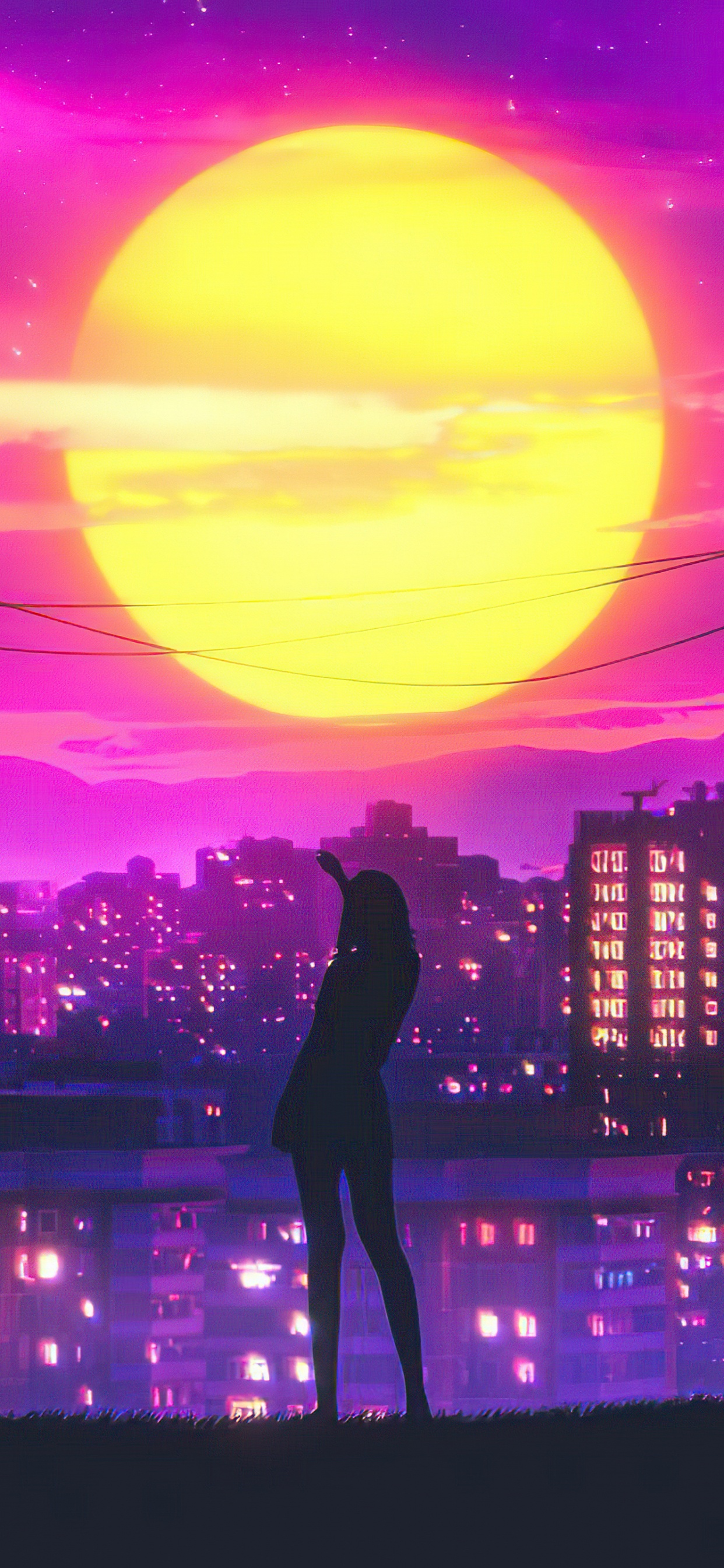 Onda Retro, Edificio, Luz, Morado, Afterglow. Wallpaper in 1242x2688 Resolution