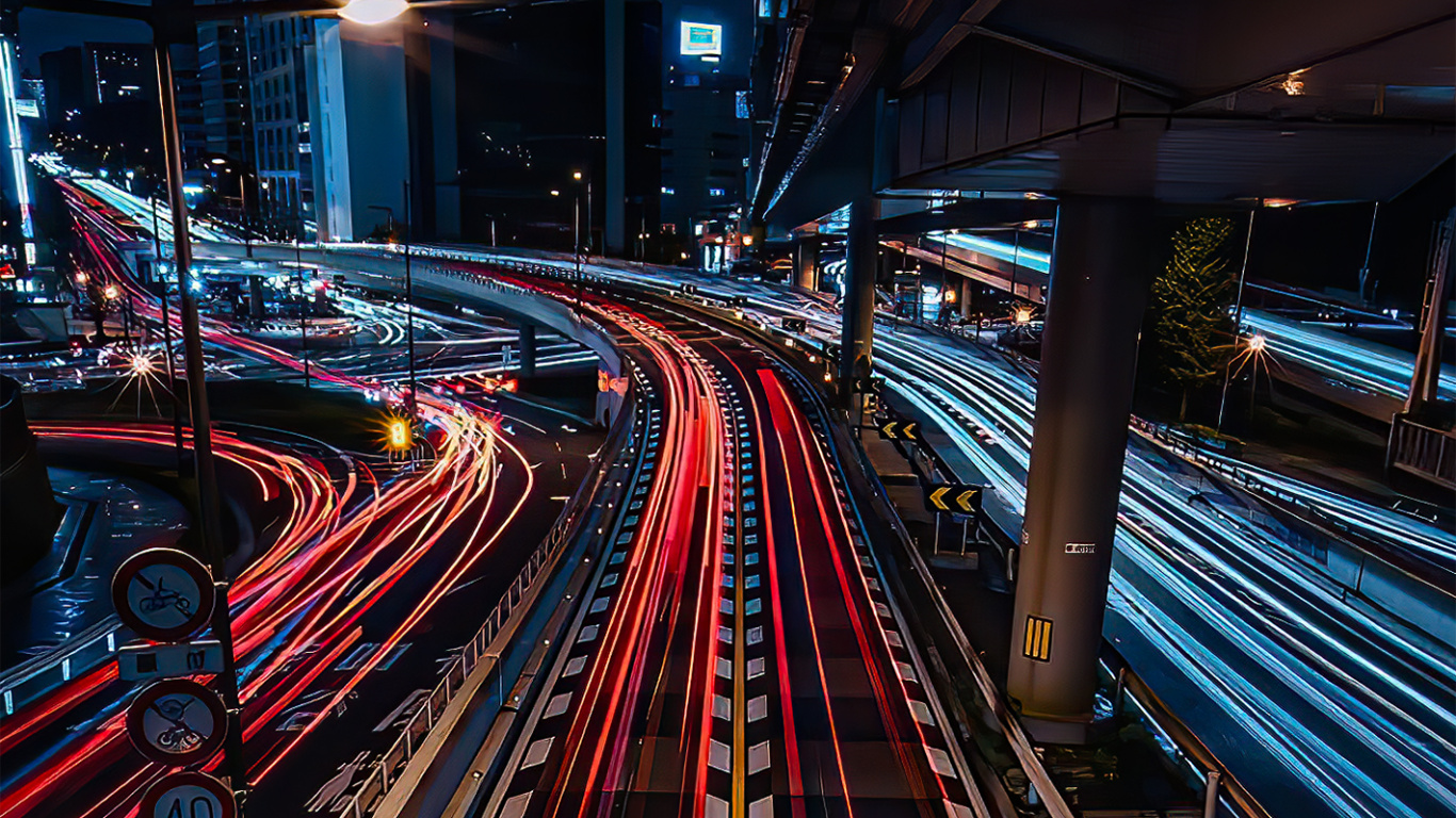 Building, Skyscraper, Infrastructure, Track, Electricity. Wallpaper in 1366x768 Resolution