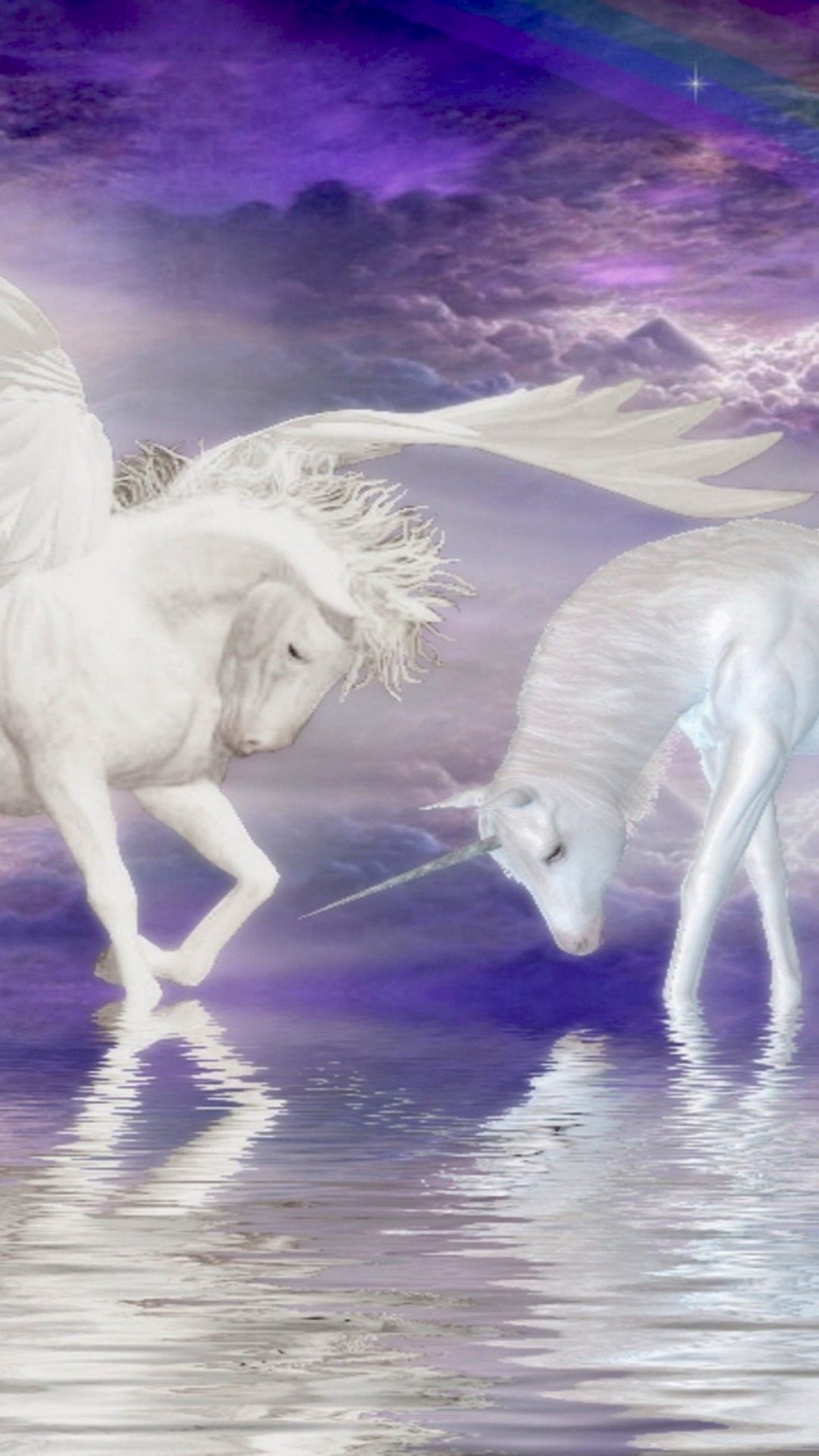 Schwarzes Und Weißes Pferd, Das Auf Wassermalerei Läuft. Wallpaper in 1080x1920 Resolution