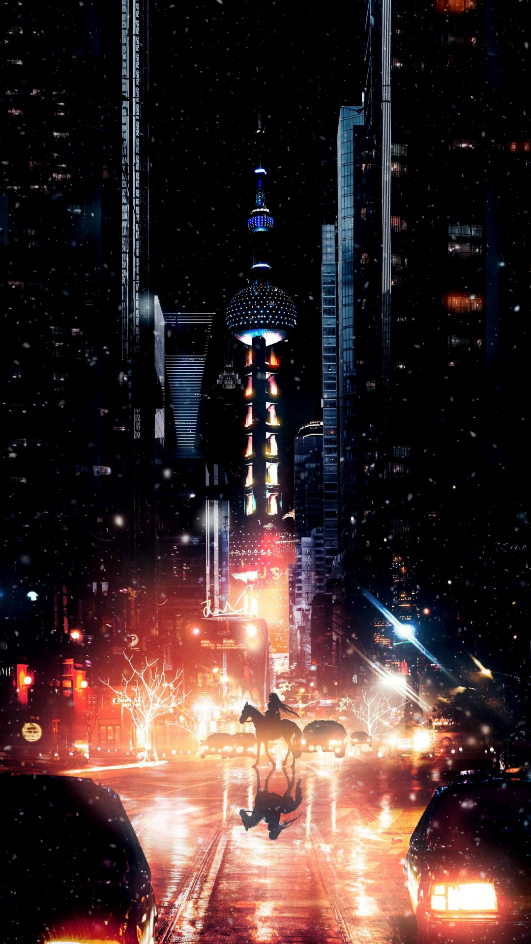 Art, L'art Numérique, Paysage Urbain, Nuit, Gratte-ciel. Wallpaper in 1080x1920 Resolution