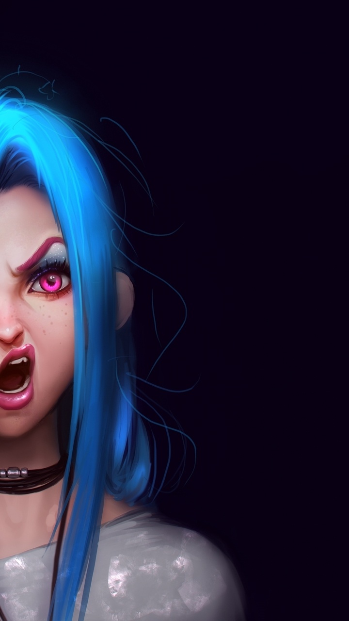 Electric Blue, Jinx, Blau, League of Legends, Kreative Kunst. Wallpaper in 720x1280 Resolution