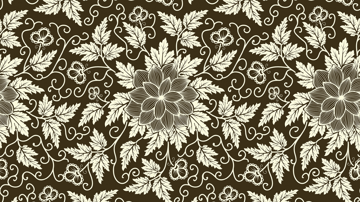 Textile Floral Noir et Blanc. Wallpaper in 1366x768 Resolution
