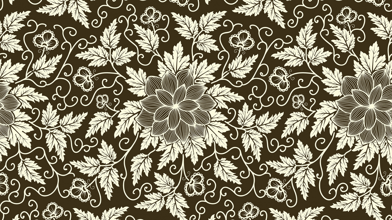 Black and White Floral Textile. Wallpaper in 1366x768 Resolution