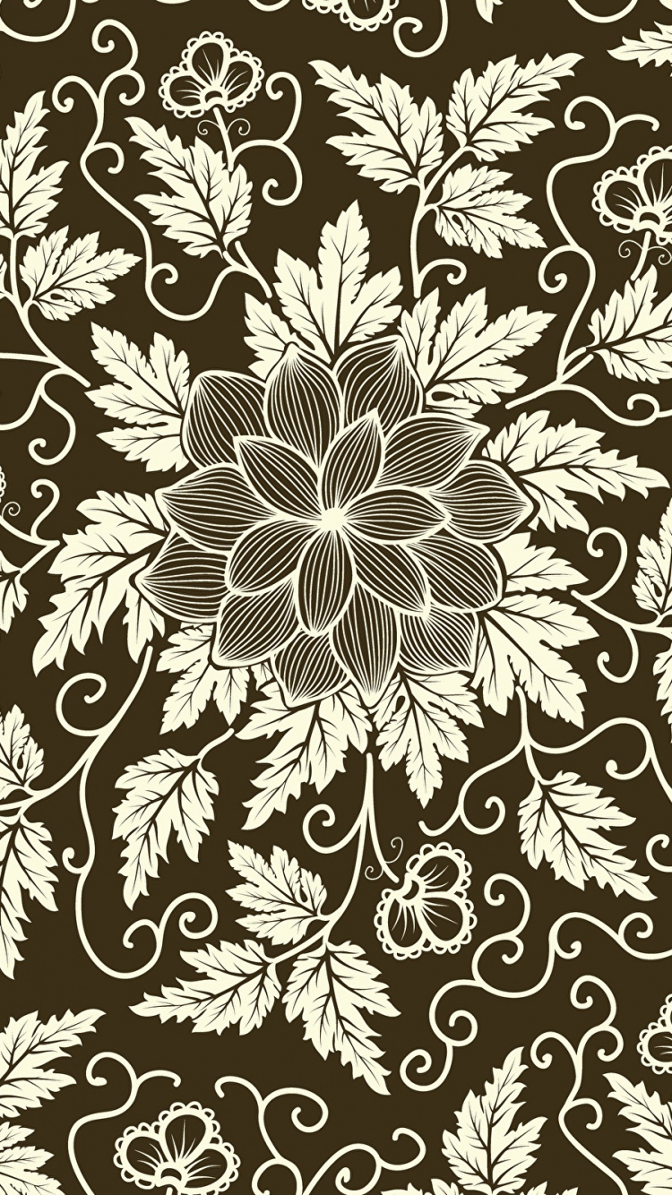 Black and White Floral Textile. Wallpaper in 750x1334 Resolution
