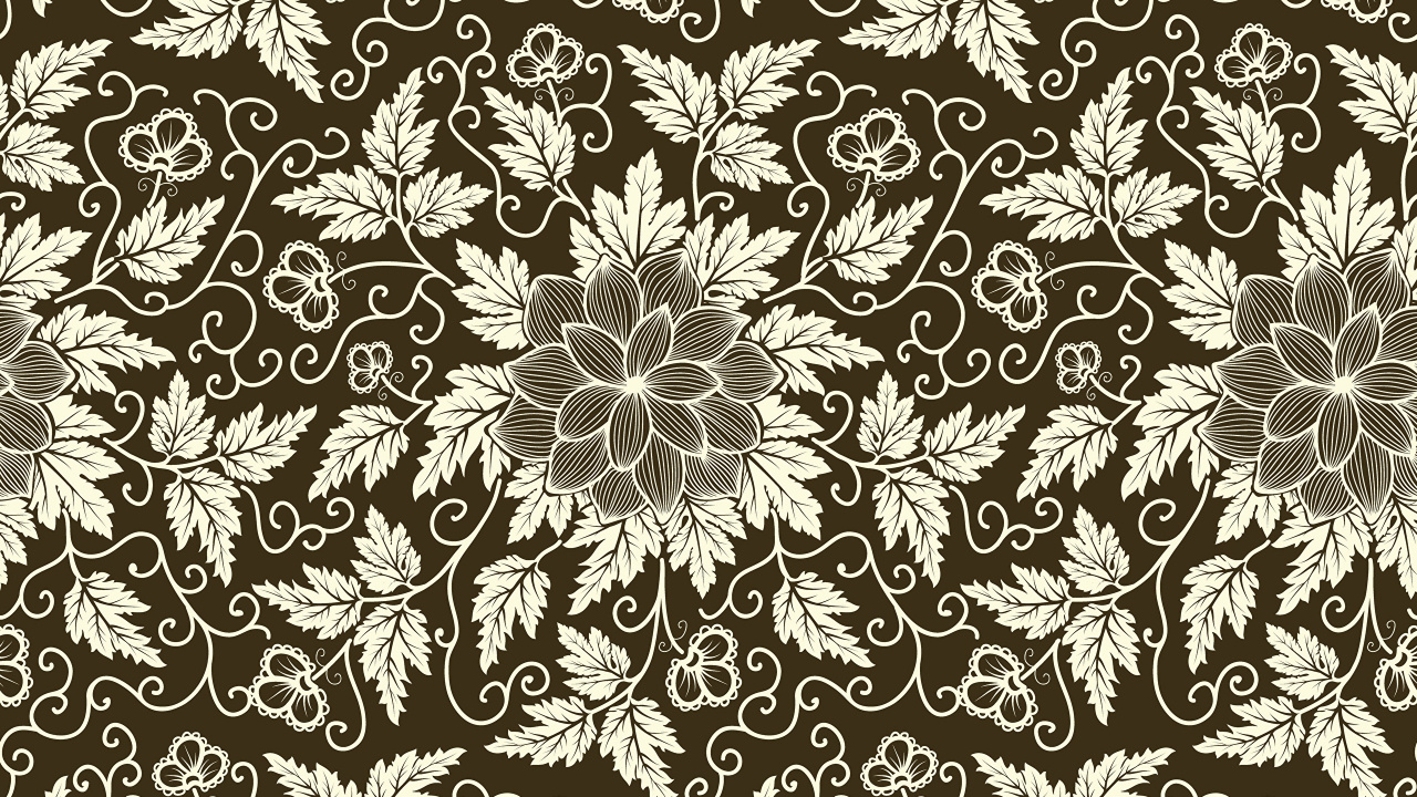 Schwarz-weißes Florales Textil. Wallpaper in 1280x720 Resolution