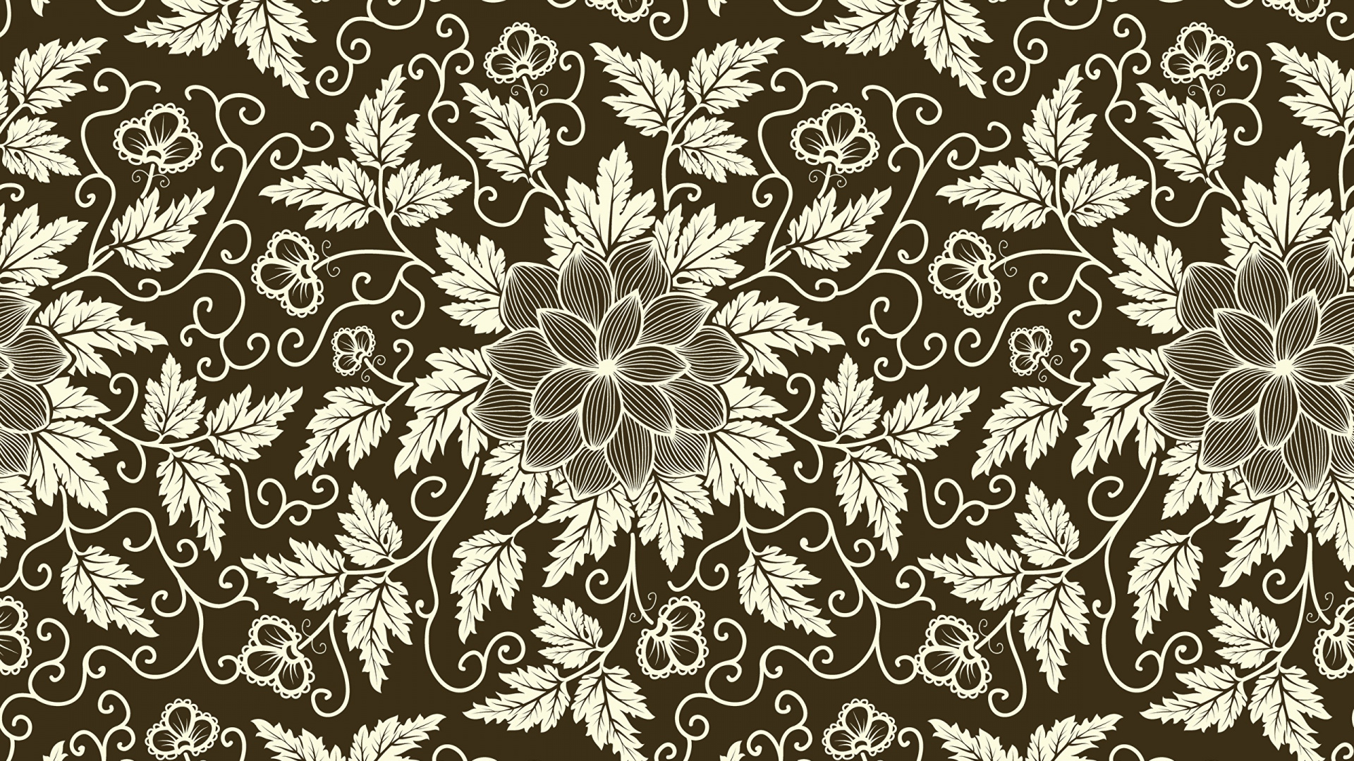 Schwarz-weißes Florales Textil. Wallpaper in 1920x1080 Resolution