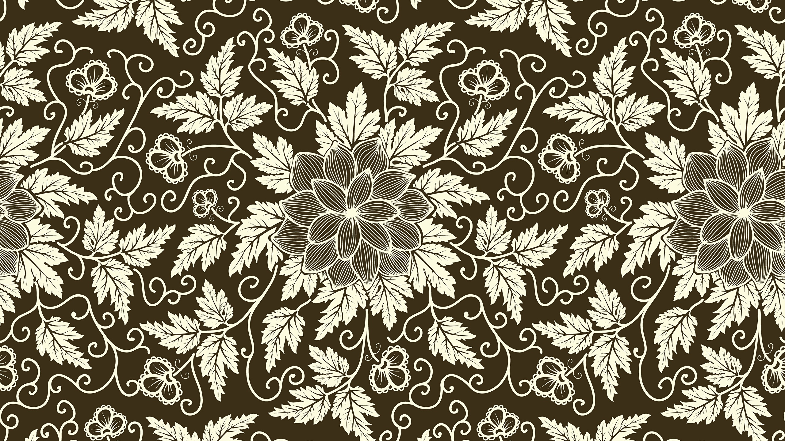 Schwarz-weißes Florales Textil. Wallpaper in 2560x1440 Resolution