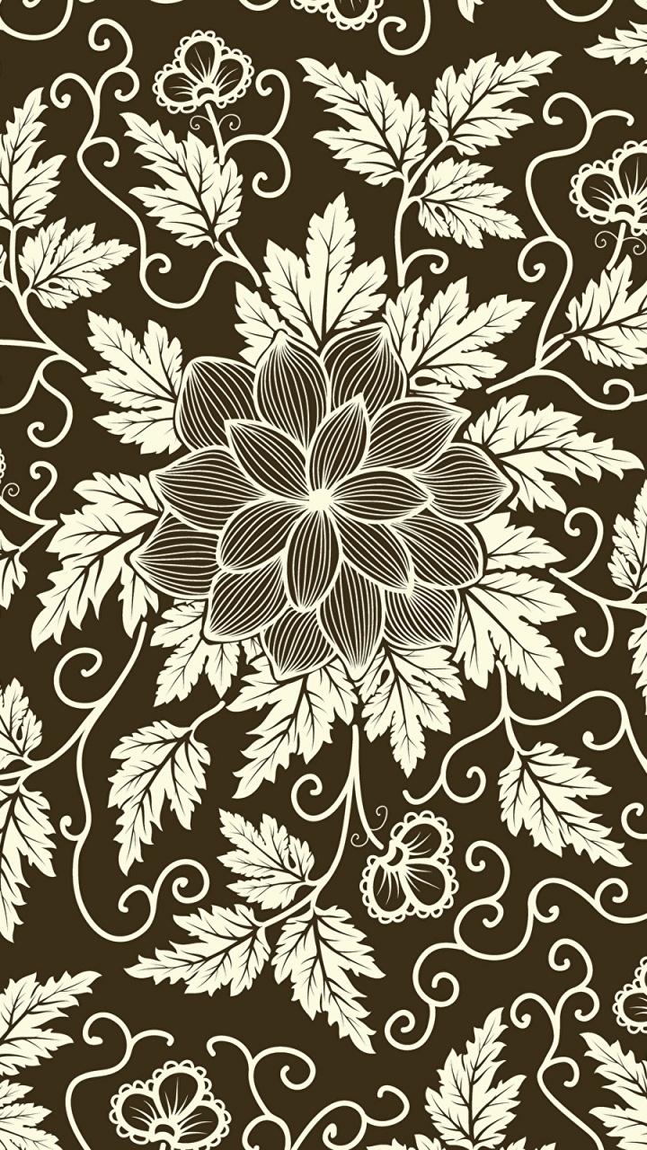 Schwarz-weißes Florales Textil. Wallpaper in 720x1280 Resolution