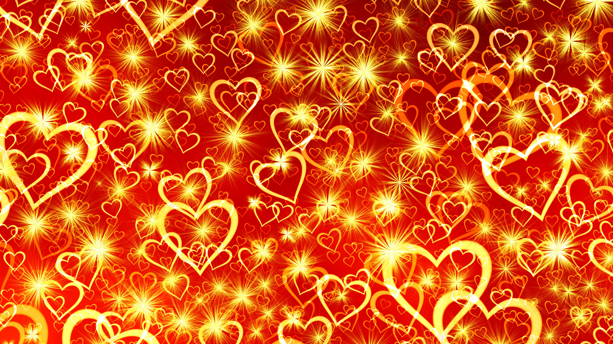 Heart, Valentines Day, Red, Yellow, Orange. Wallpaper in 2560x1440 Resolution