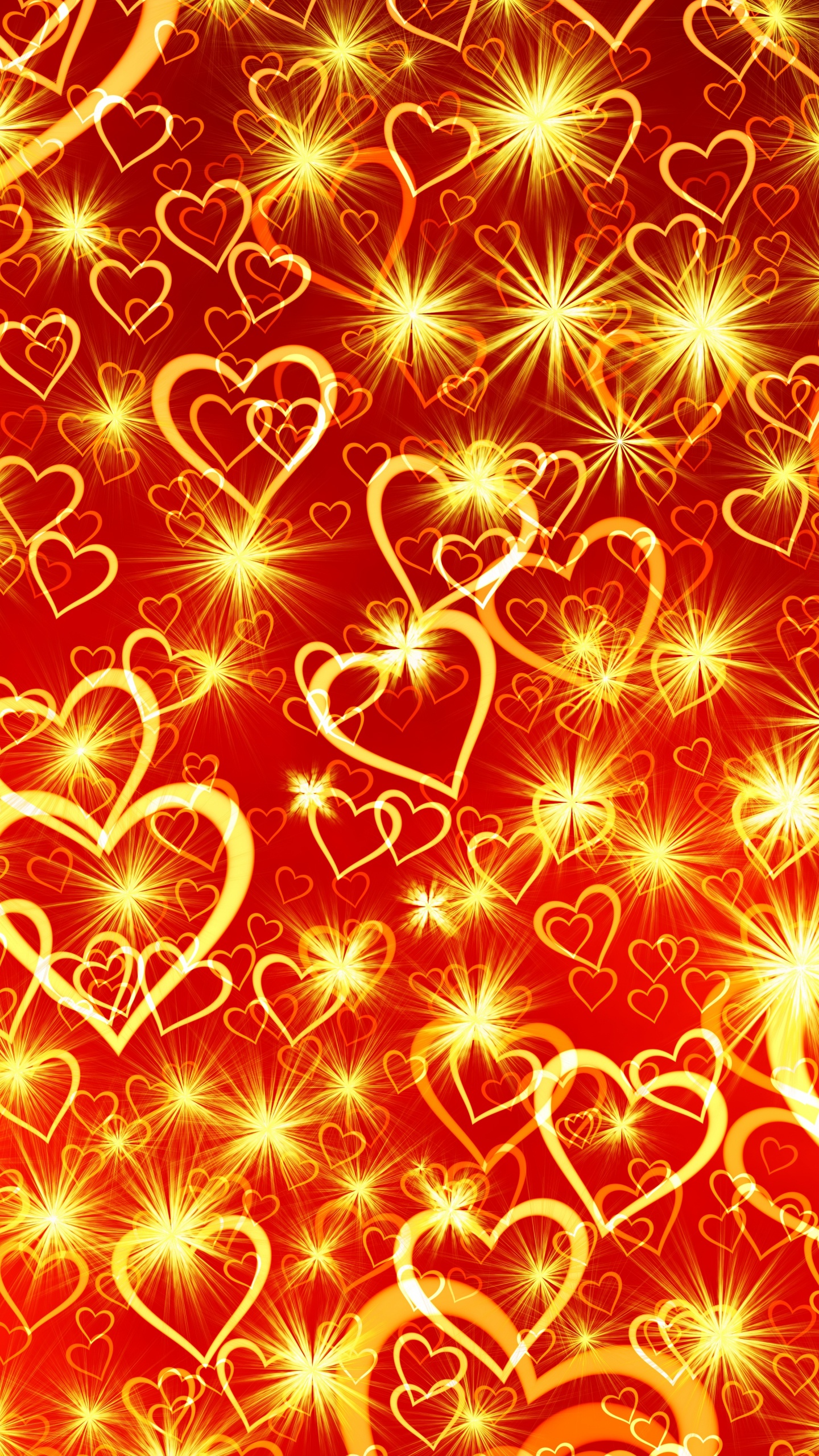 Coraz, el Día de San Valentín, Rojo, Amarillo, Naranja. Wallpaper in 1440x2560 Resolution