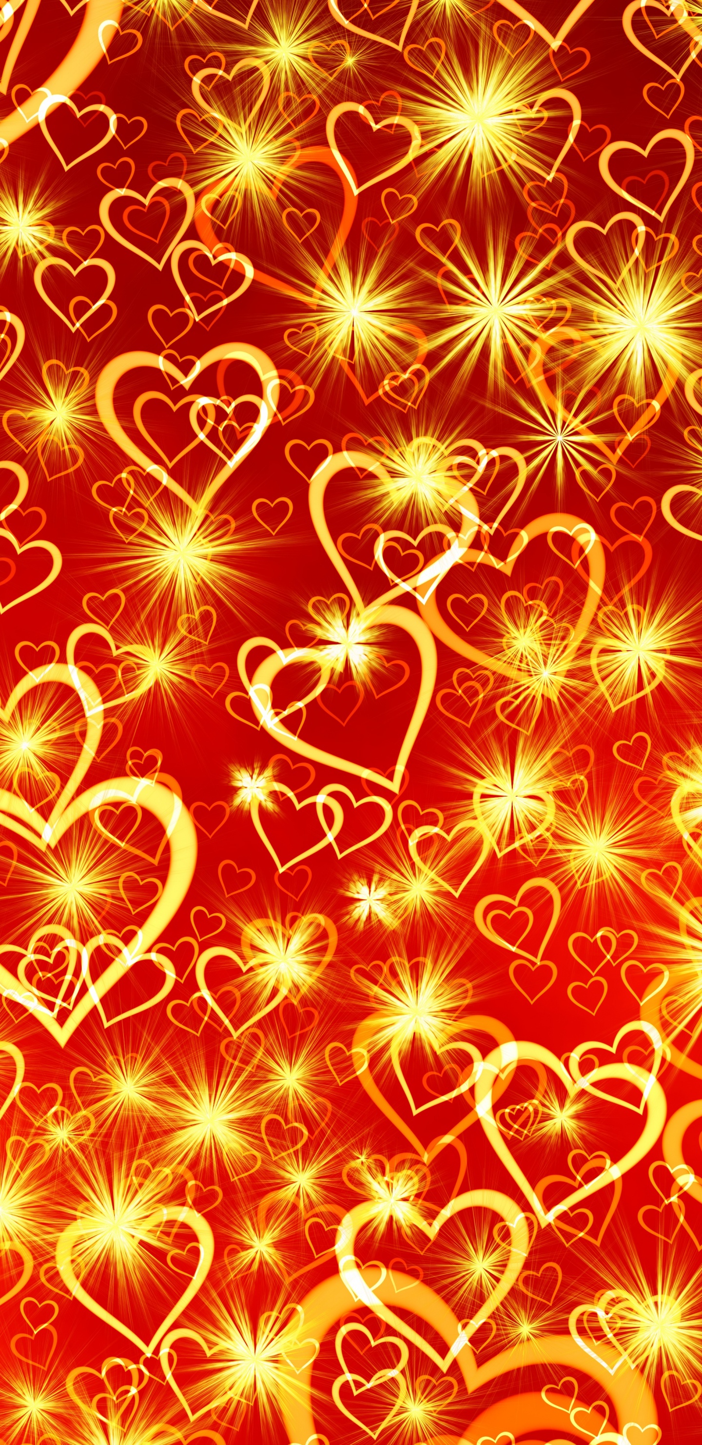 Coraz, el Día de San Valentín, Rojo, Amarillo, Naranja. Wallpaper in 1440x2960 Resolution