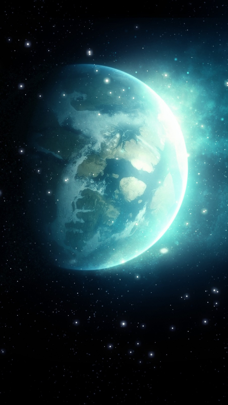 Blue and White Planet Illustration. Wallpaper in 750x1334 Resolution