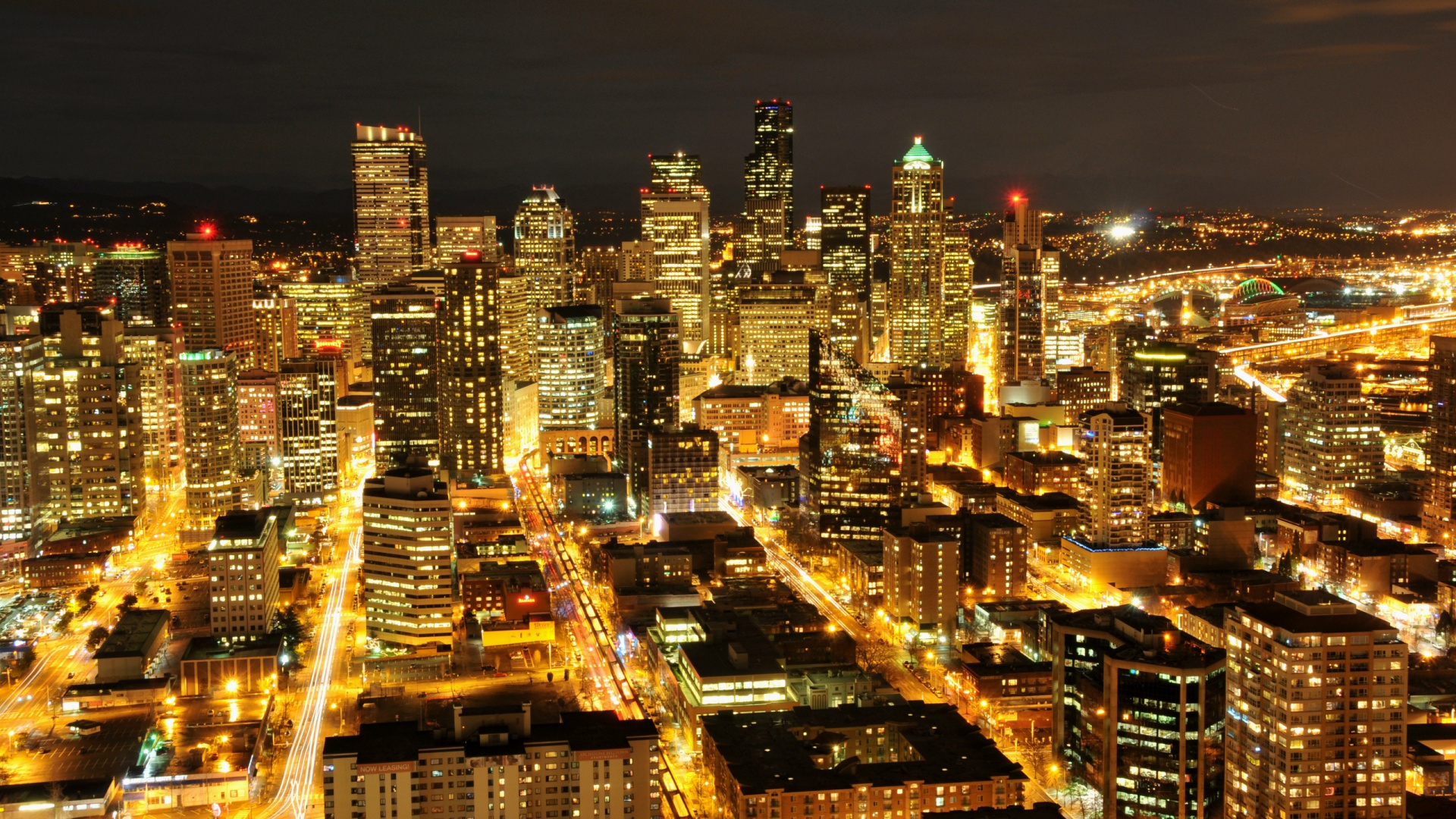 City Skyline During Night Time. Wallpaper in 1920x1080 Resolution