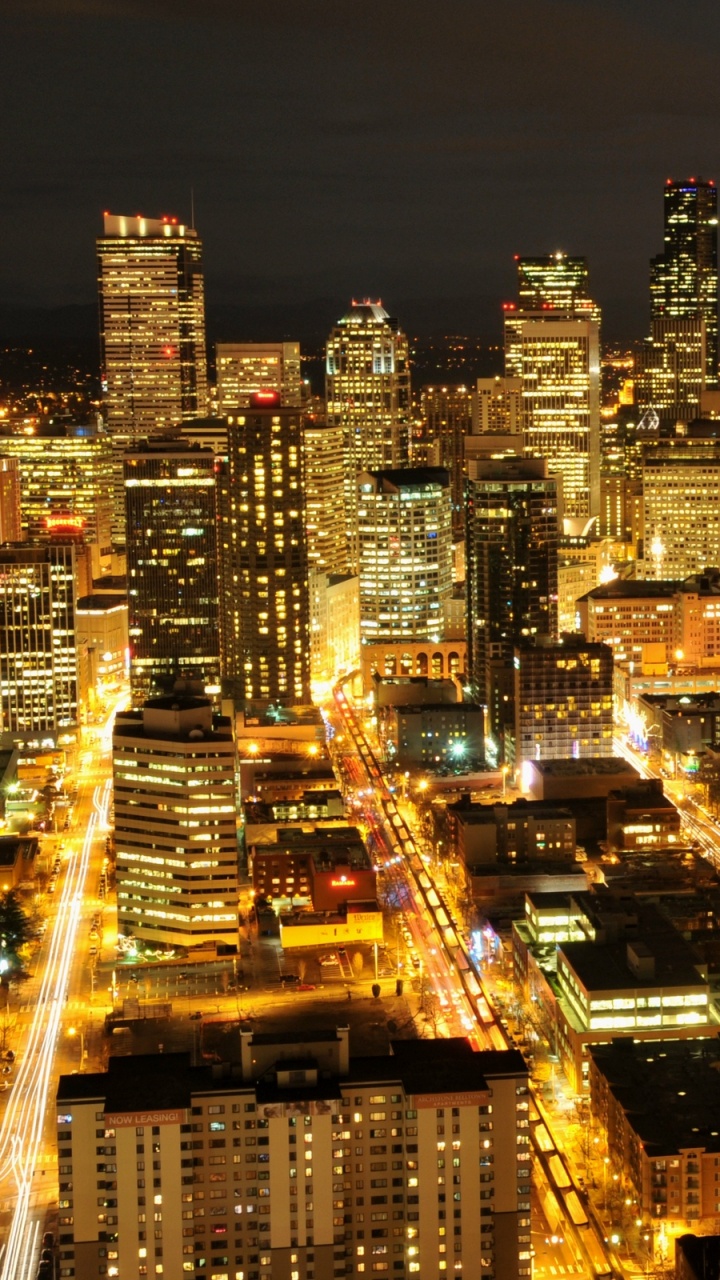 Horizon de la Ville Pendant la Nuit. Wallpaper in 720x1280 Resolution