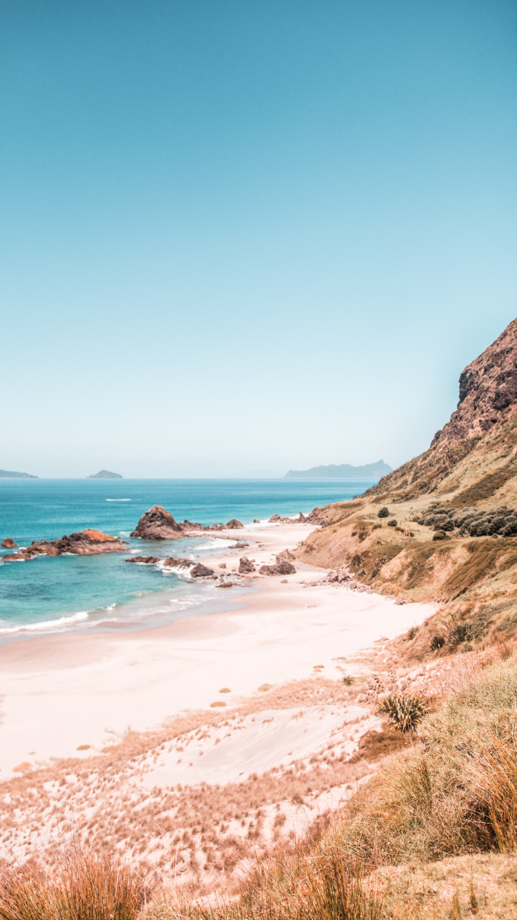 Beach, Sea, Coast, Cove, Body of Water. Wallpaper in 750x1334 Resolution