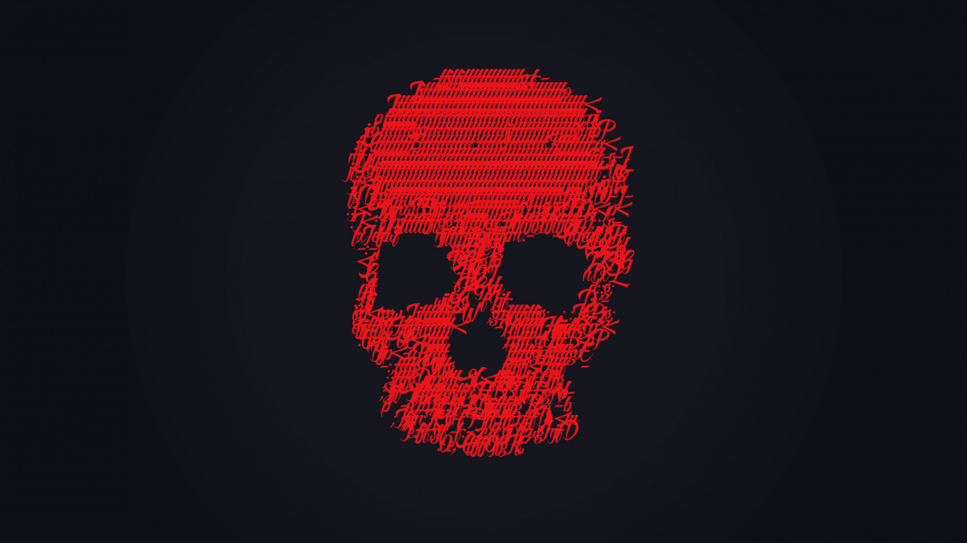 艺术, 红色的, 头骨, 骨, 技术故障 壁纸 1366x768 允许