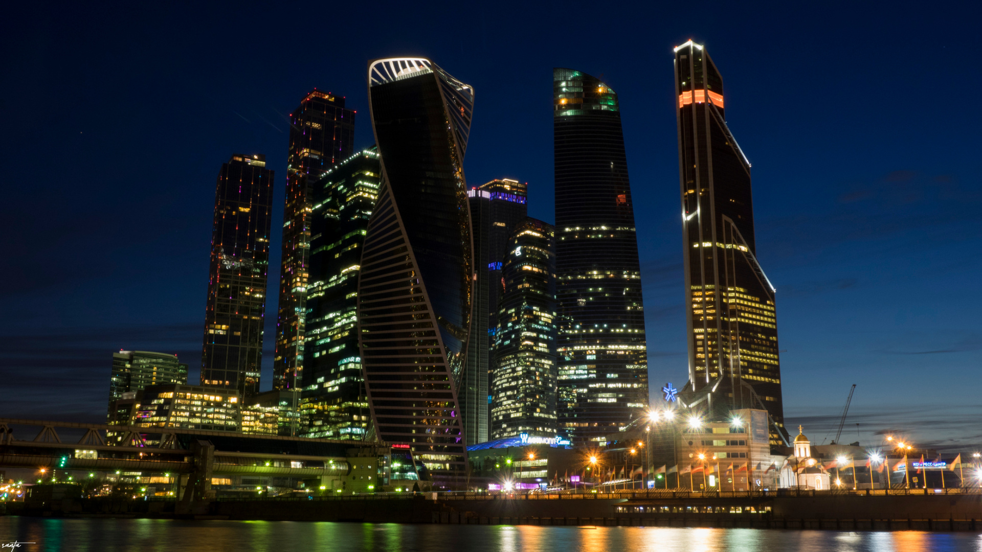 City Skyline During Night Time. Wallpaper in 1920x1080 Resolution