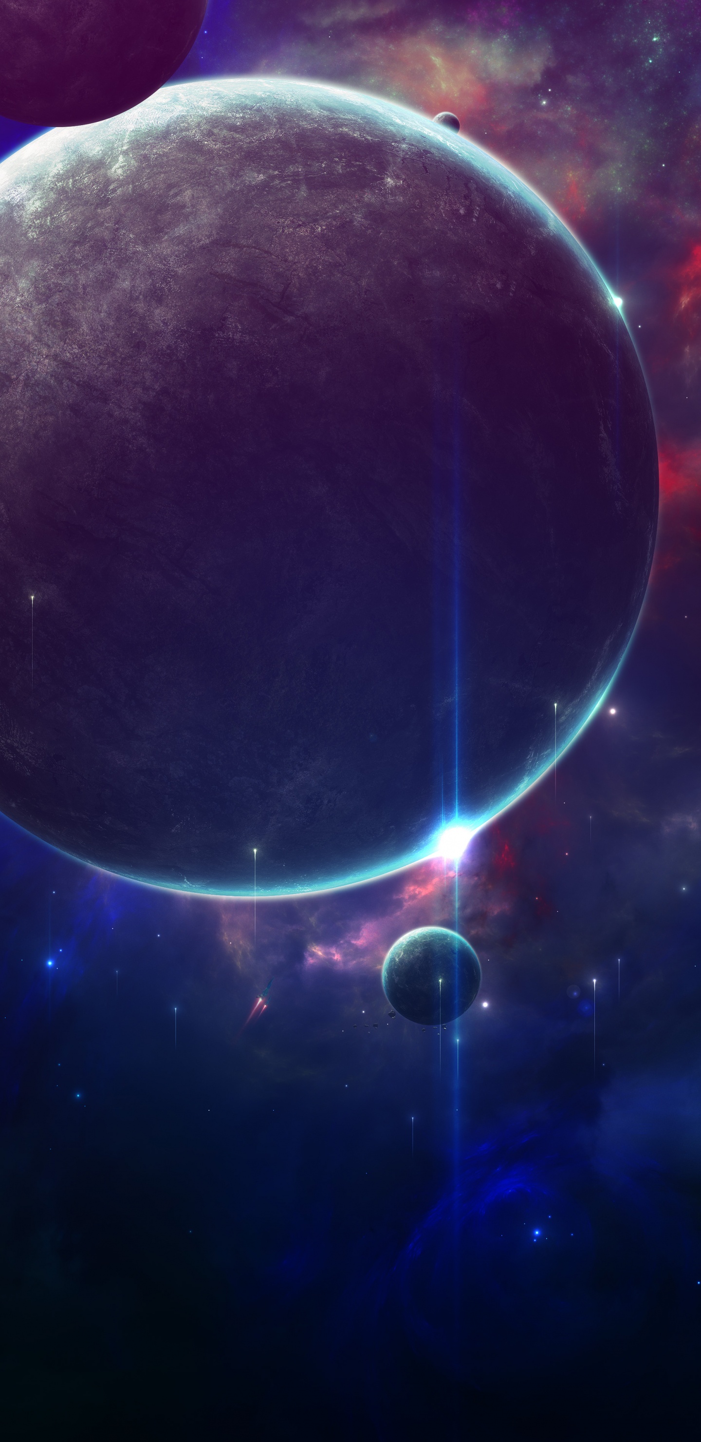 Luna Llena Con Fondo Azul y Negro. Wallpaper in 1440x2960 Resolution