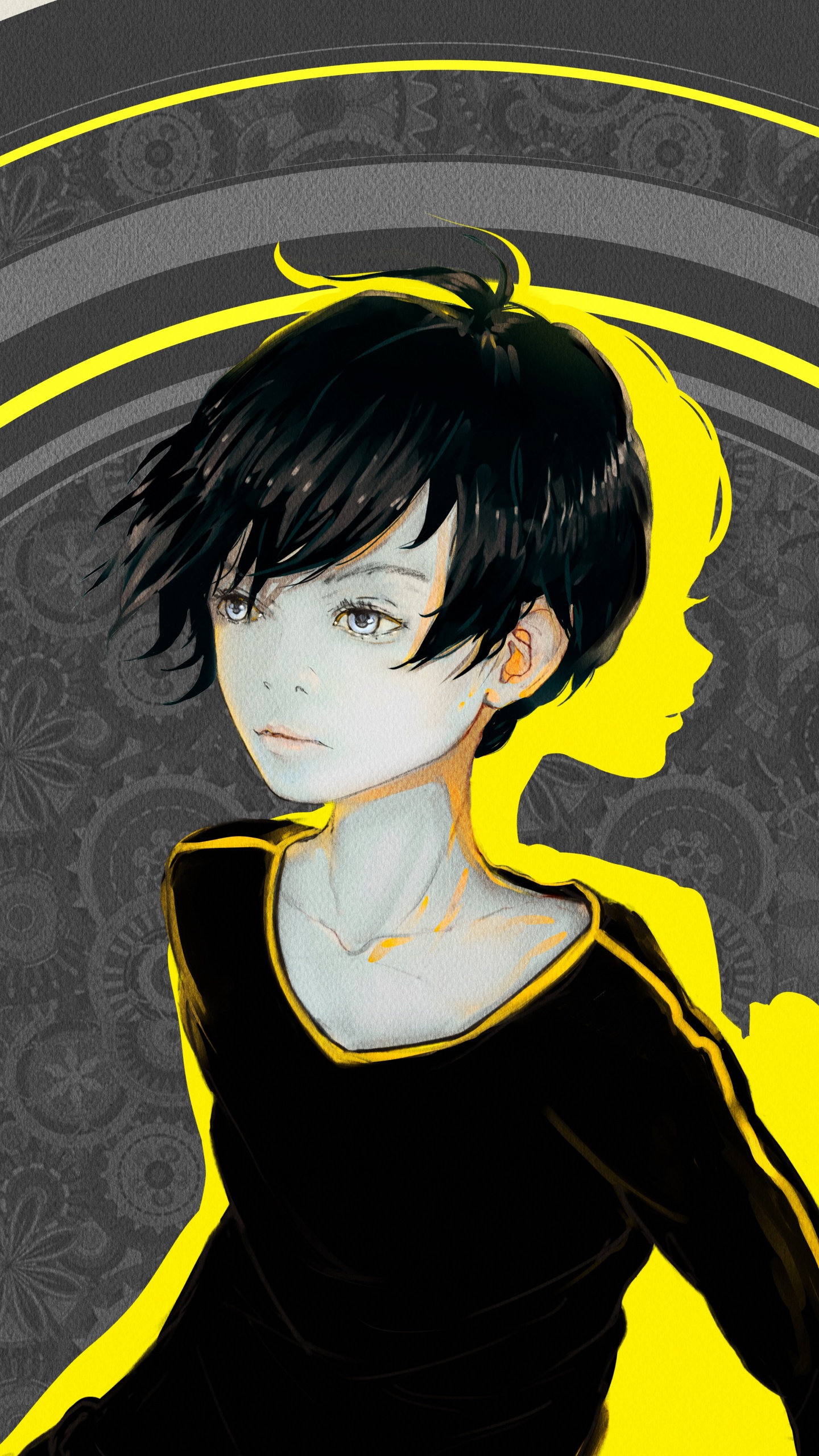 Personnage D'anime Masculin Aux Cheveux Noirs. Wallpaper in 1440x2560 Resolution