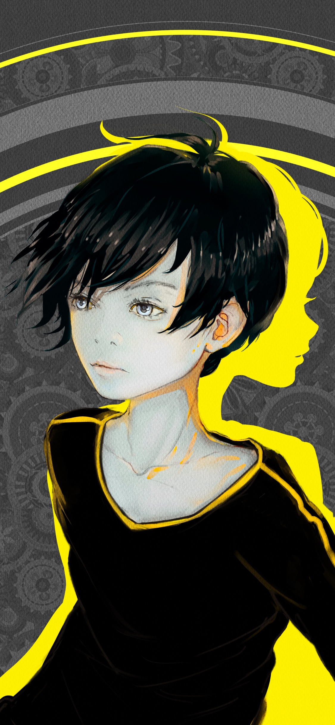 Black Haired Male Anime Character. Wallpaper in 1125x2436 Resolution